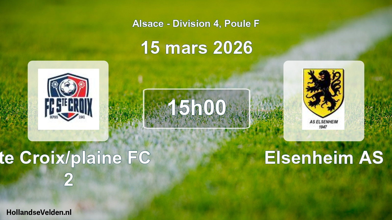 Match programmé: Ste Croix/plaine FC 2 - Elsenheim AS (15 mars 2026)
