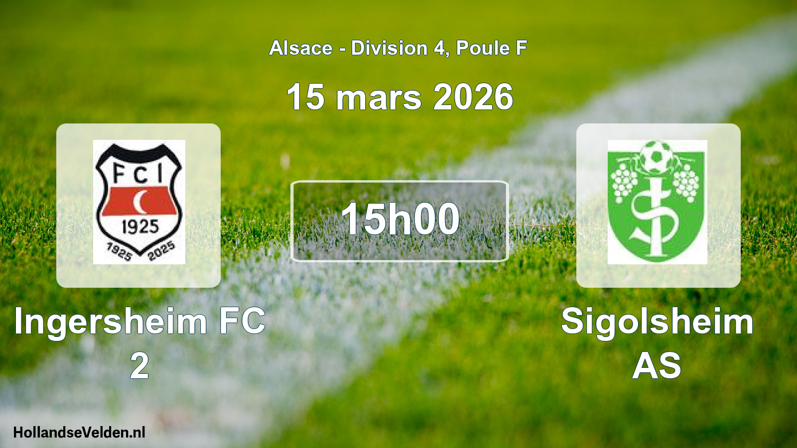Match programmé: Ingersheim FC 2 - Sigolsheim AS (15 mars 2026)