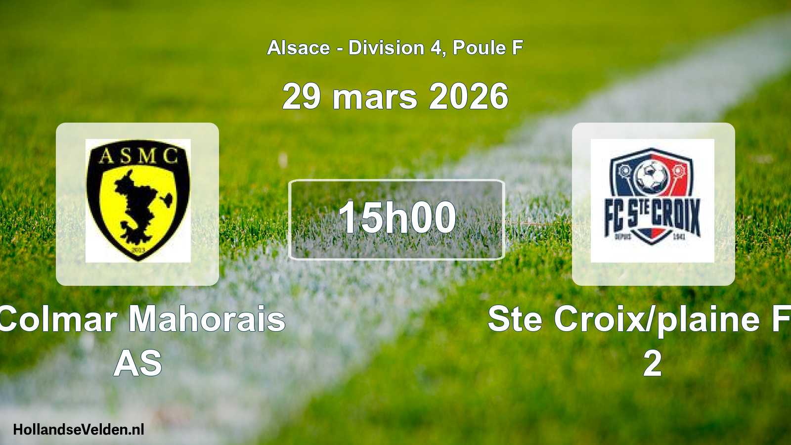 Match programmé: Colmar Mahorais AS - Ste Croix/plaine FC 2 (29 mars 2026)