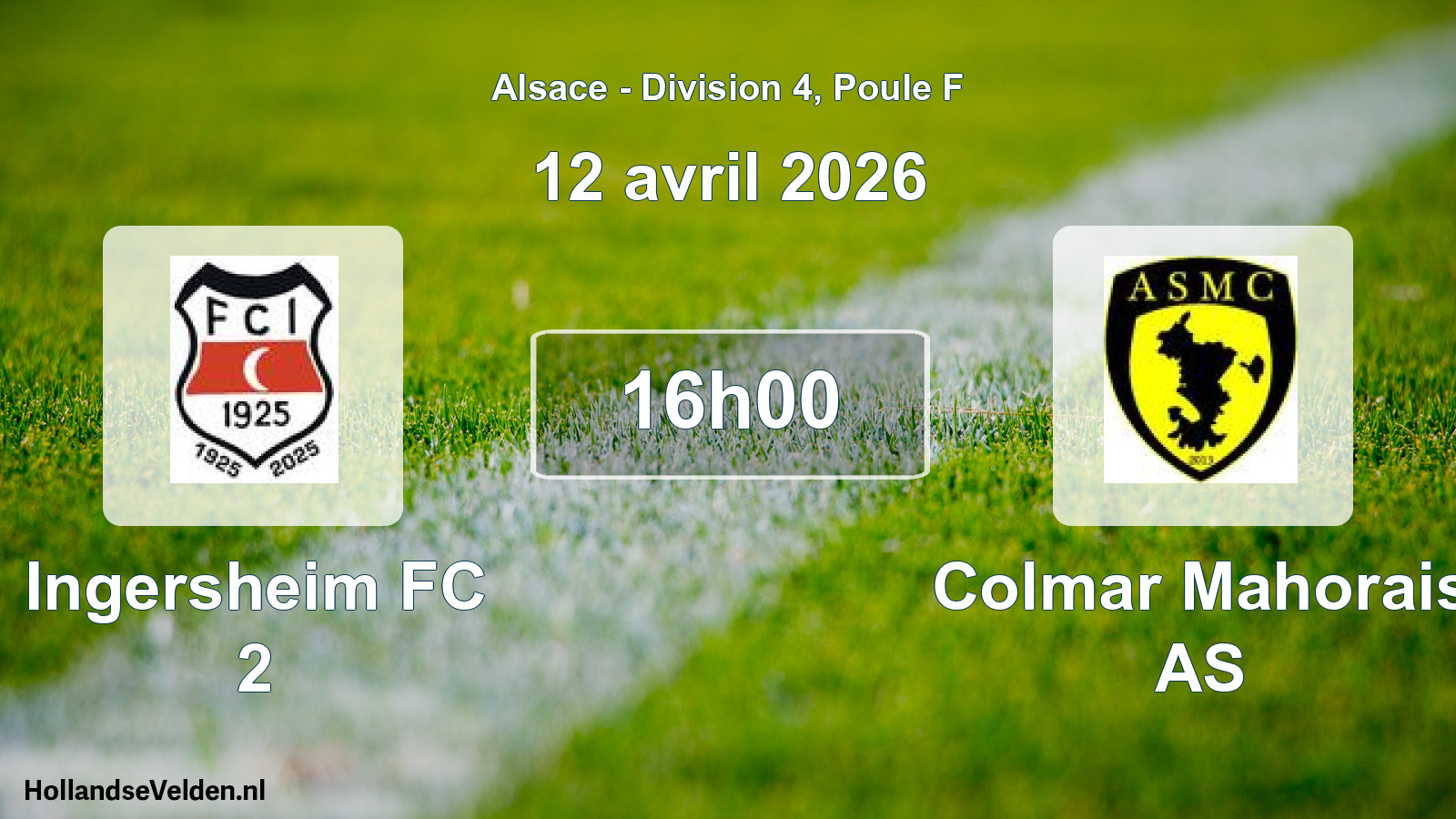 Match programmé: Ingersheim FC 2 - Colmar Mahorais AS (12 avril 2026)