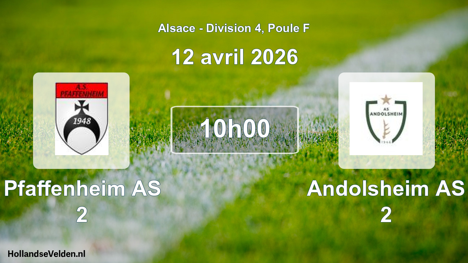 Match programmé: Pfaffenheim AS 2 - Andolsheim AS 2 (12 avril 2026)