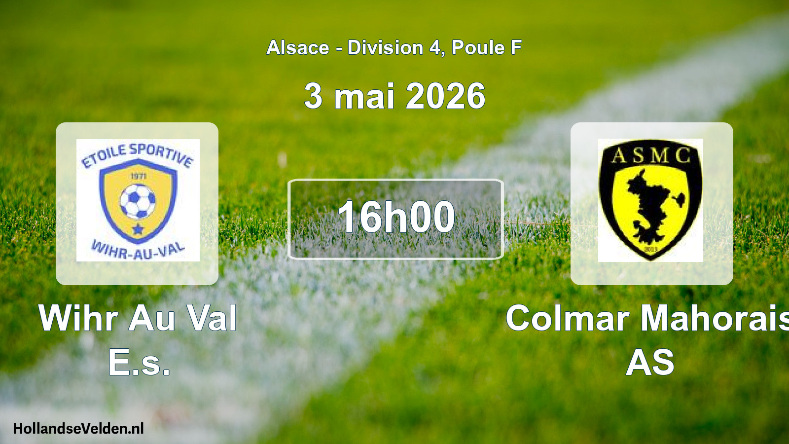 Match programmé: Wihr Au Val E.s. - Colmar Mahorais AS (3 mai 2026)