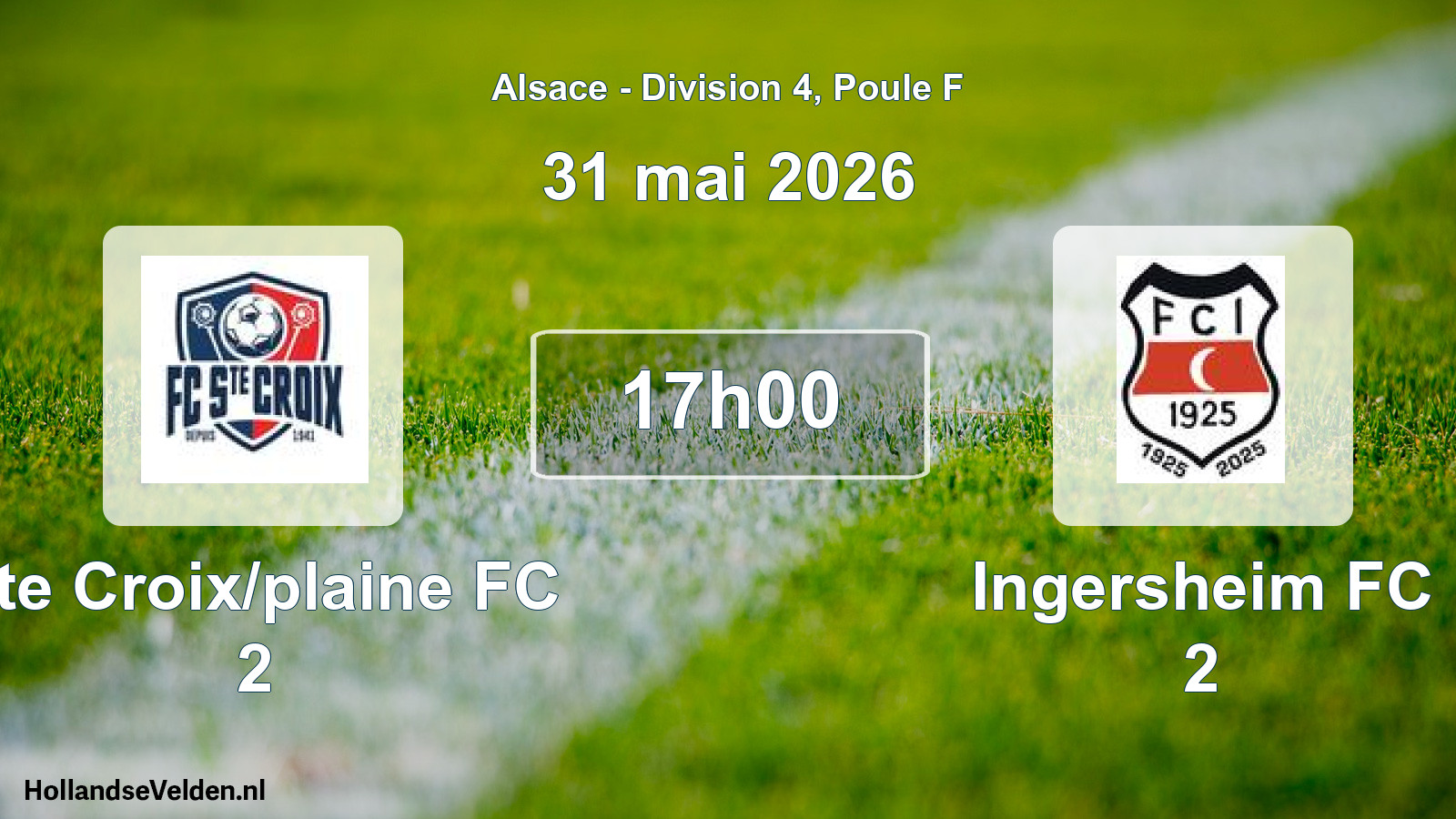 Scheduled Match: Ste Croix/plaine FC 2 - Ingersheim FC 2 (31 May 2026)