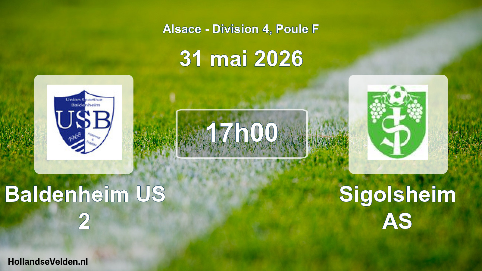 Match programmé: Baldenheim US 2 - Sigolsheim AS (31 mai 2026)