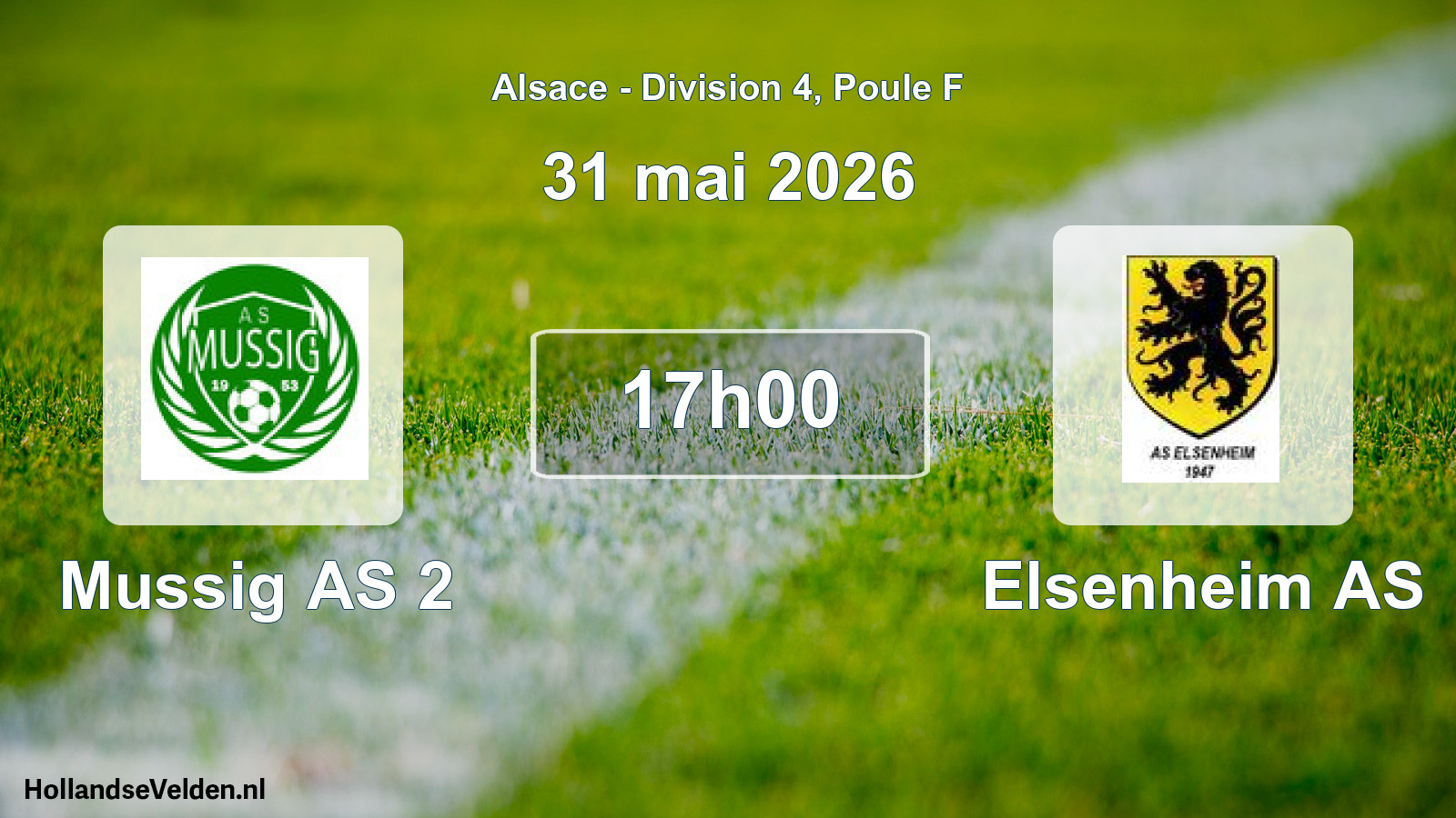 Match programmé: Mussig AS 2 - Elsenheim AS (31 mai 2026)