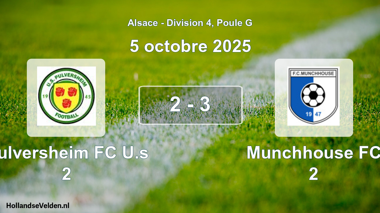 Total number of matches played: Pulversheim FC U.s 2 - Munchhouse FC 2 2 - 3 (5 October 2025)