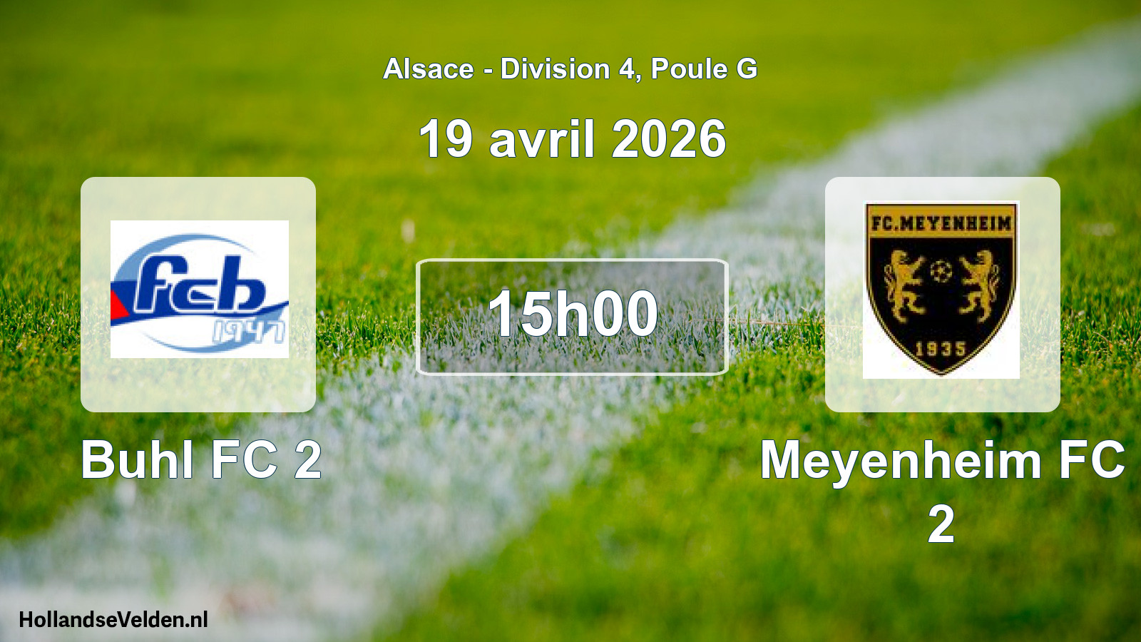 Match programmé: Buhl FC 2 - Meyenheim FC 2 (19 avril 2026)