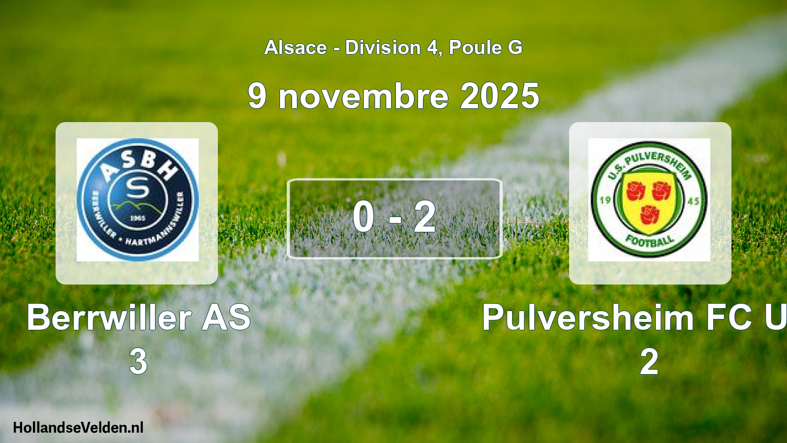 Match joué: Berrwiller AS 3 - Pulversheim FC U.s 2 0 - 2 (9 novembre 2025)