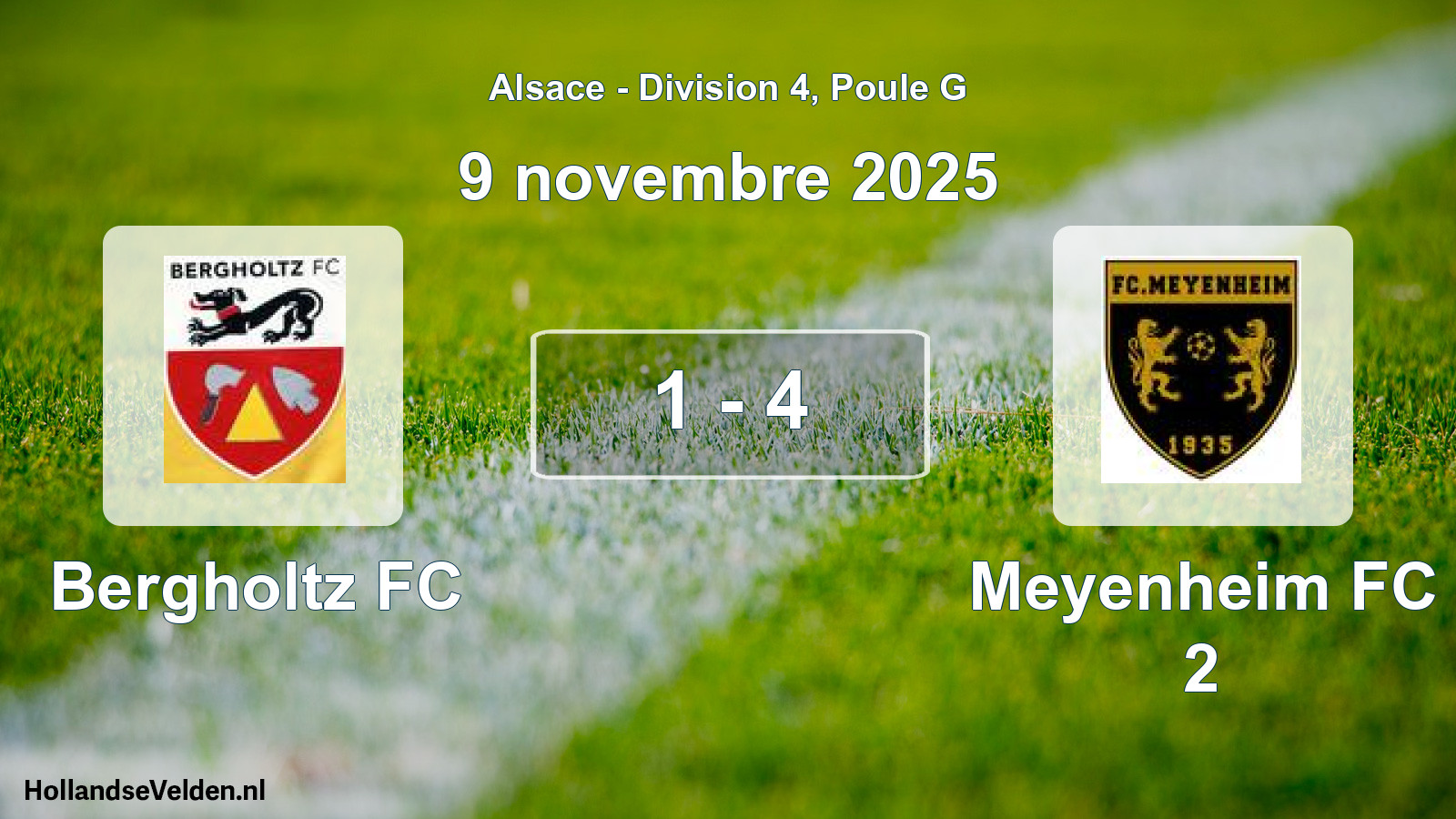 Match joué: Bergholtz FC - Meyenheim FC 2 1 - 4 (9 novembre 2025)