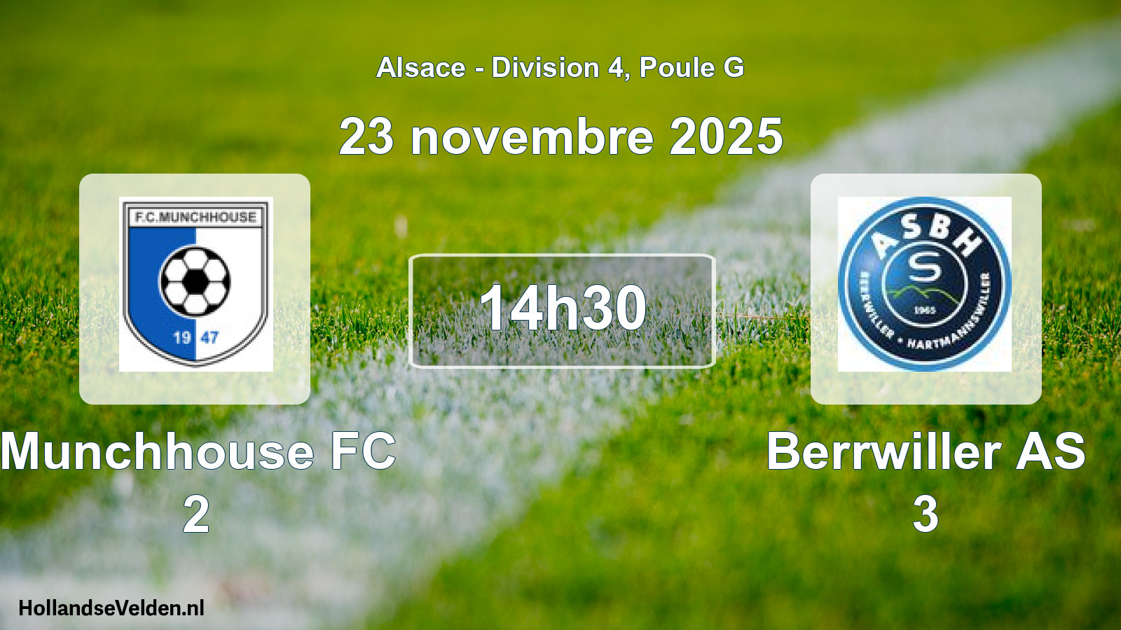 Match programmé: Munchhouse FC 2 - Berrwiller AS 3 (23 novembre 2025)