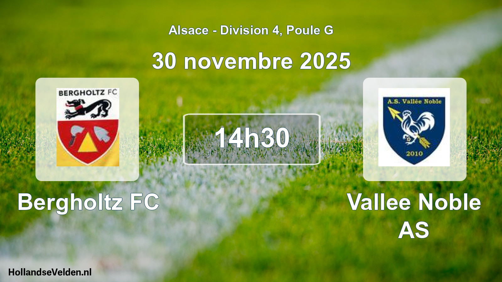 Match programmé: Bergholtz FC - Vallee Noble AS (30 novembre 2025)