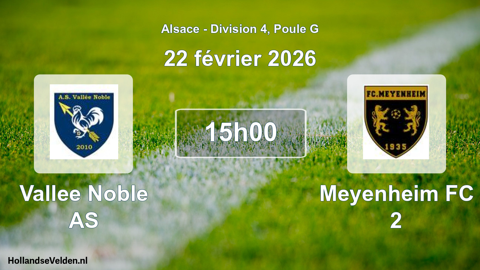 Match programmé: Vallee Noble AS - Meyenheim FC 2 (22 février 2026)