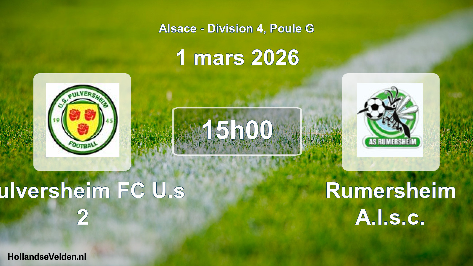 Match programmé: Pulversheim FC U.s 2 - Rumersheim A.l.s.c. (1 mars 2026)