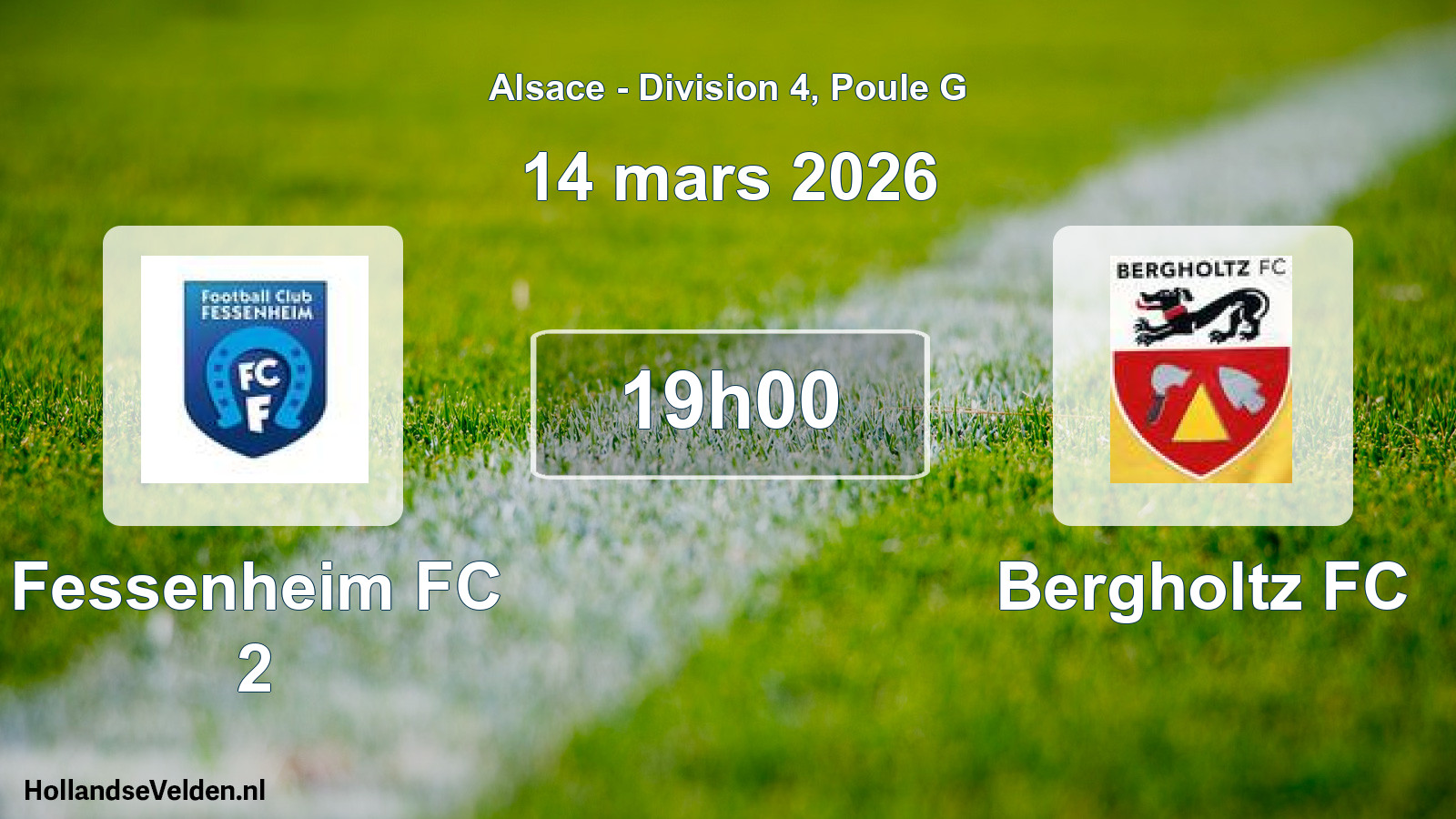 Match programmé: Fessenheim FC 2 - Bergholtz FC (14 mars 2026)