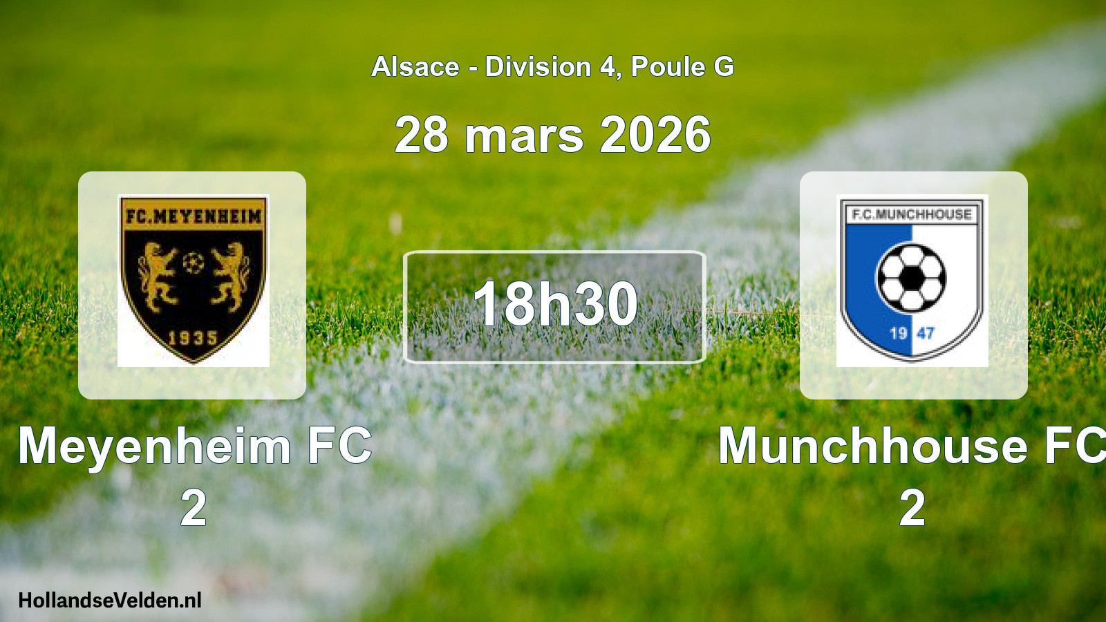 Match programmé: Meyenheim FC 2 - Munchhouse FC 2 (28 mars 2026)