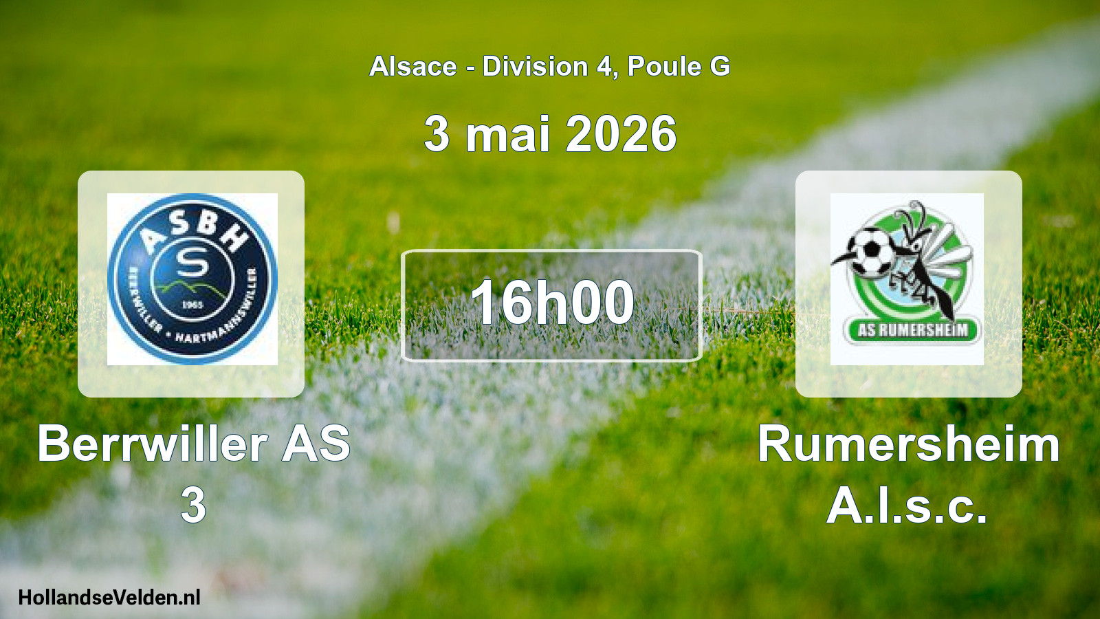 Match programmé: Berrwiller AS 3 - Rumersheim A.l.s.c. (3 mai 2026)