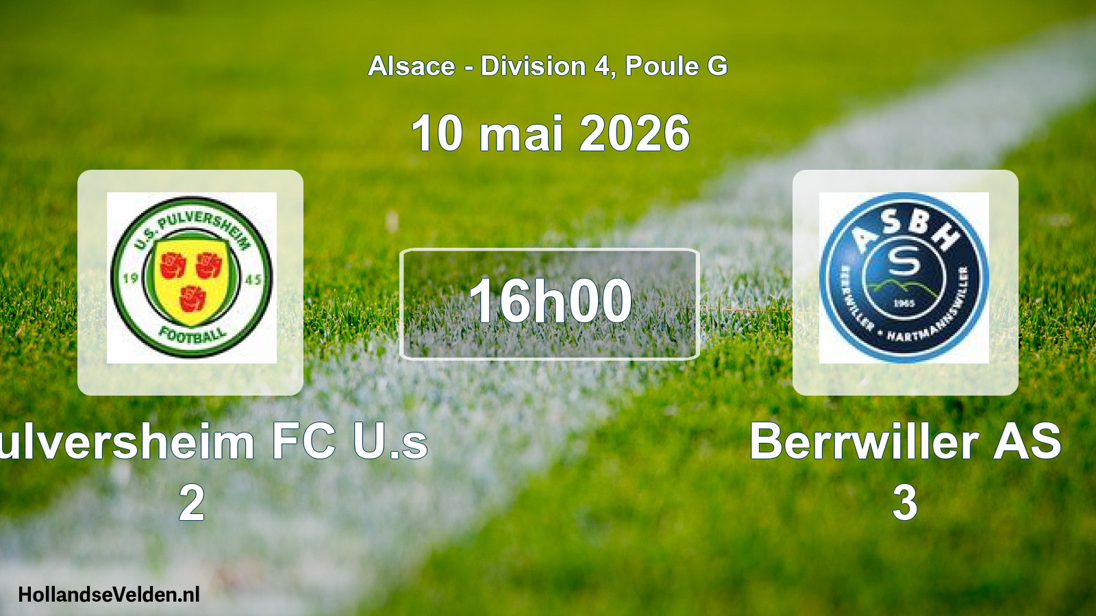 Match programmé: Pulversheim FC U.s 2 - Berrwiller AS 3 (10 mai 2026)