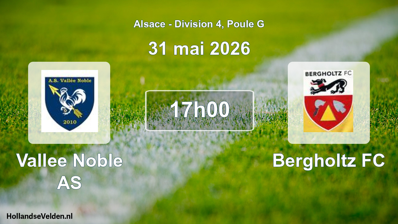 Match programmé: Vallee Noble AS - Bergholtz FC (31 mai 2026)