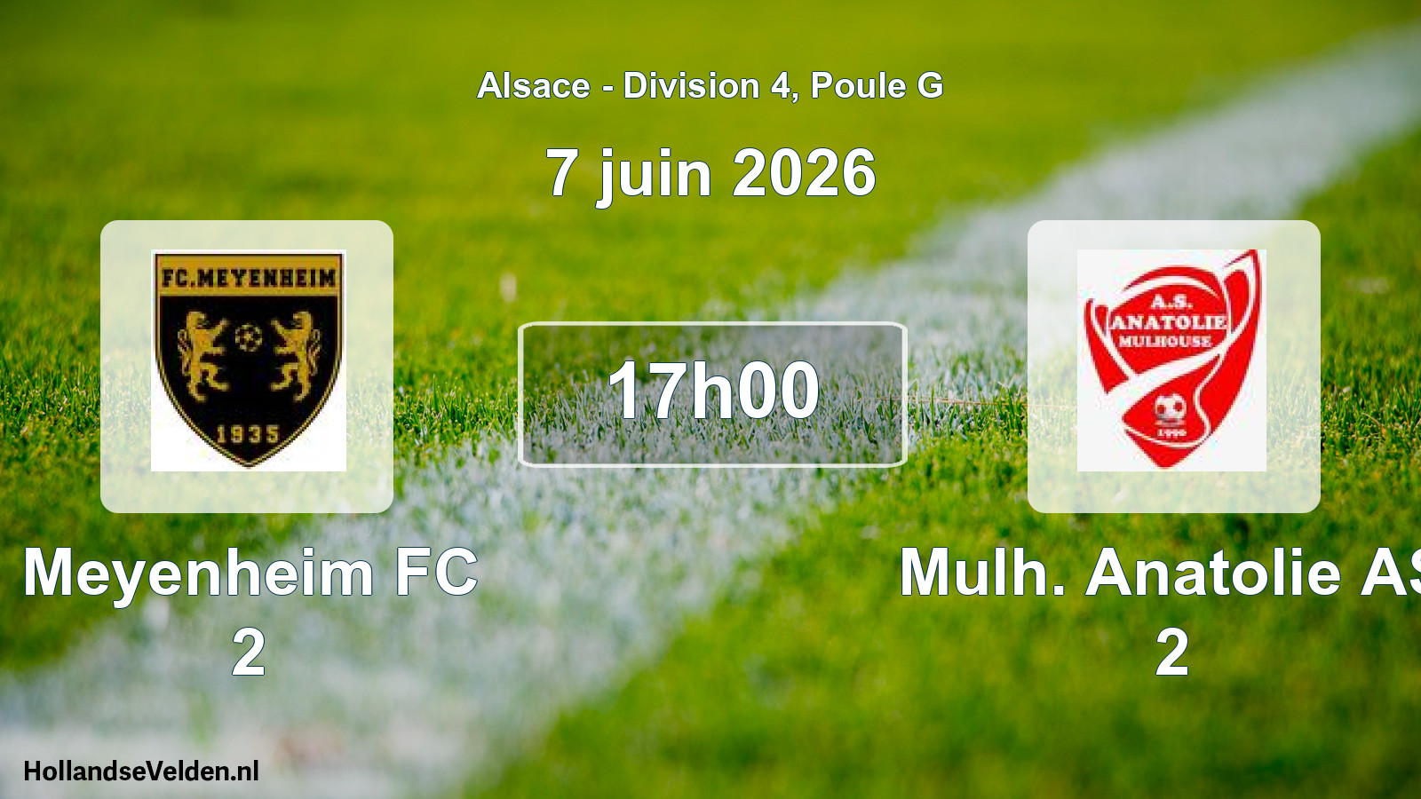 Match programmé: Meyenheim FC 2 - Mulh. Anatolie AS 2 (7 juin 2026)