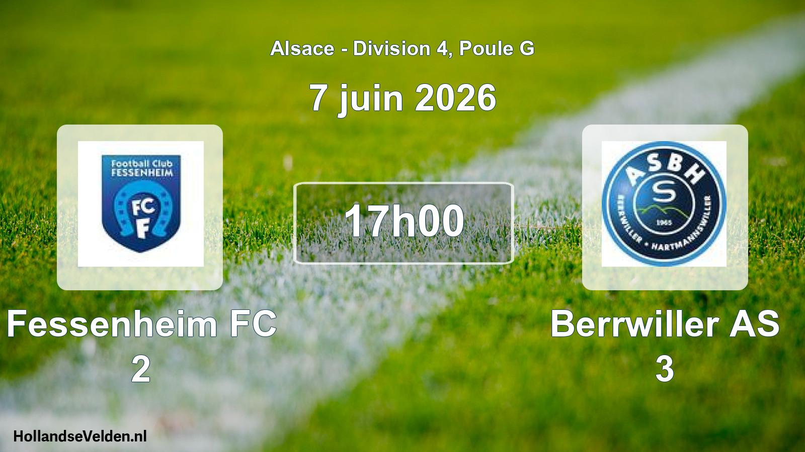 Match programmé: Fessenheim FC 2 - Berrwiller AS 3 (7 juin 2026)