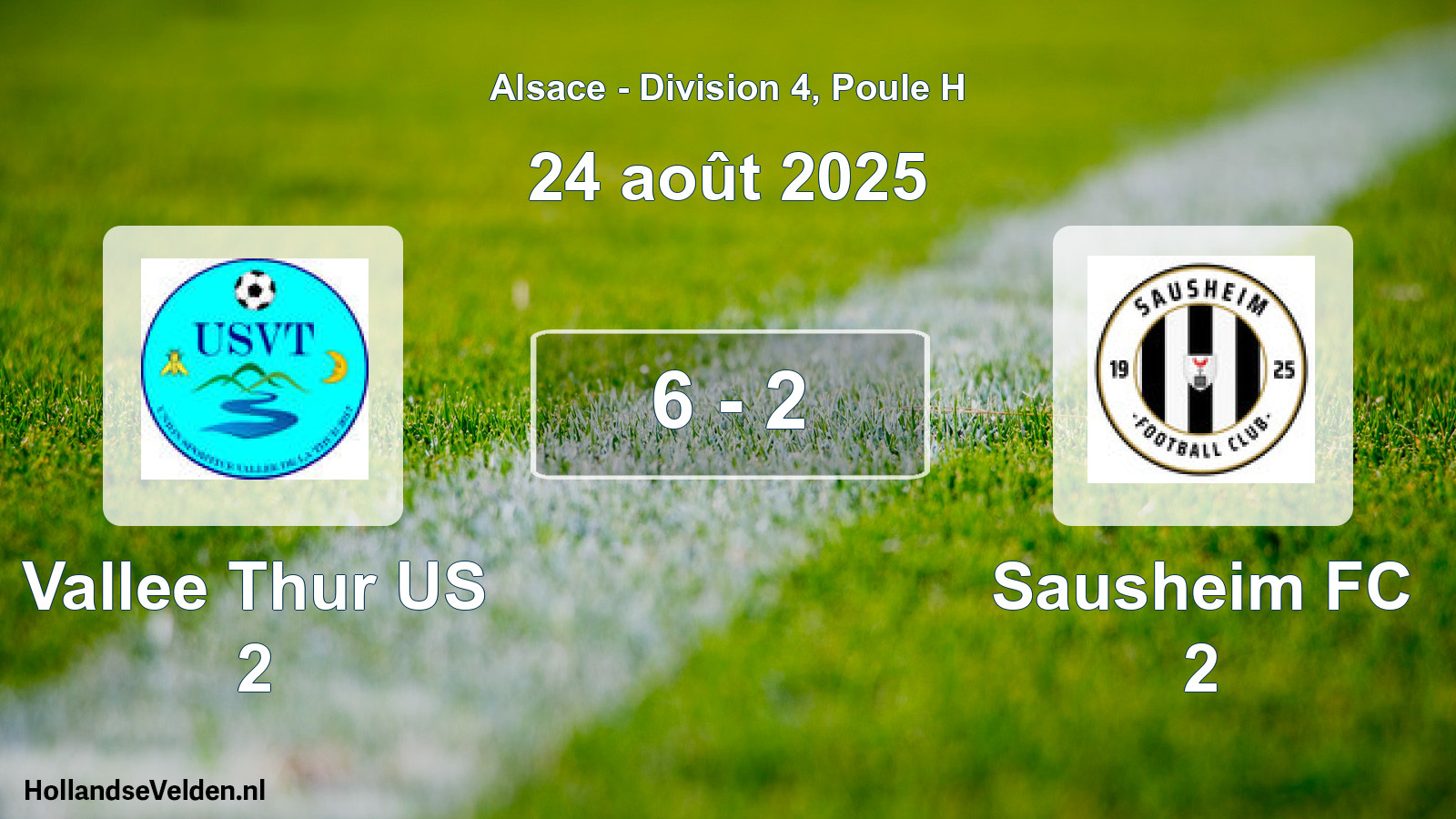 Total number of matches played: Vallee Thur US 2 - Sausheim FC 2 6 - 2 (24 August 2025)