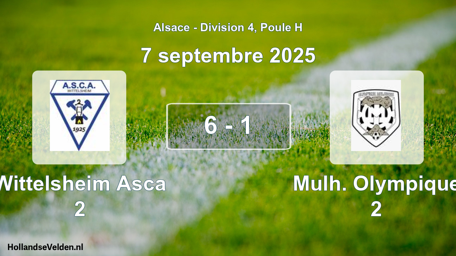 Gespeelde wedstrijd: Wittelsheim Asca 2 - Mulh. Olympique 2 6 - 1 (7 september 2025)