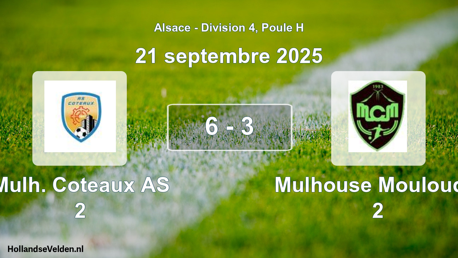 Gespeelde wedstrijd: Mulh. Coteaux AS 2 - Mulhouse Mouloudia 2 6 - 3 (21 september 2025)