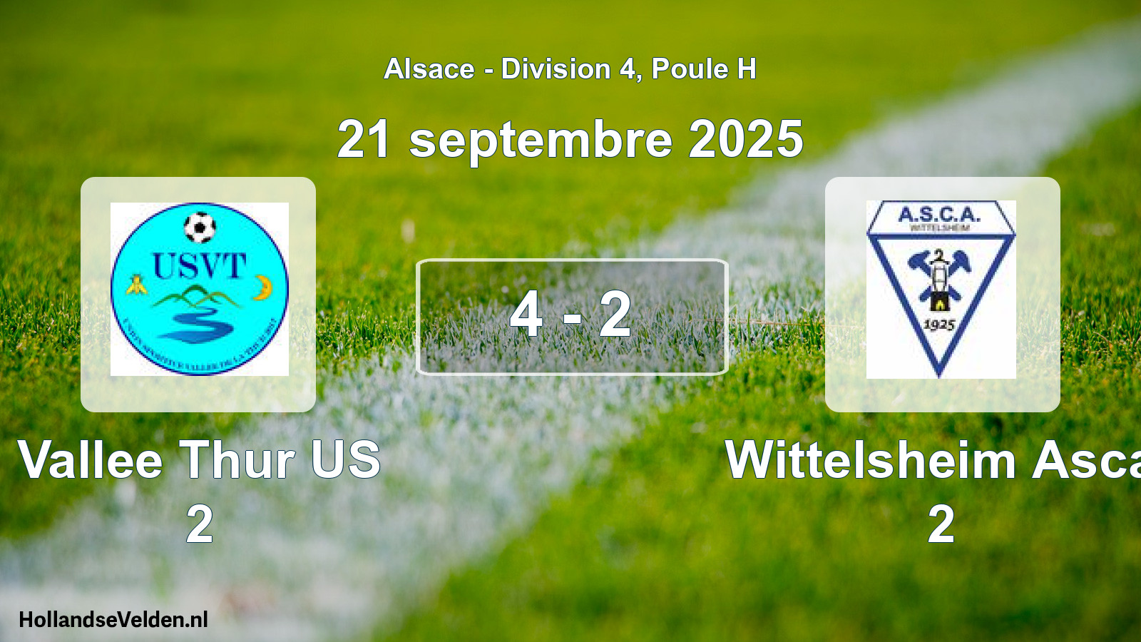 Match joué: Vallee Thur US 2 - Wittelsheim Asca 2 4 - 2 (21 septembre 2025)
