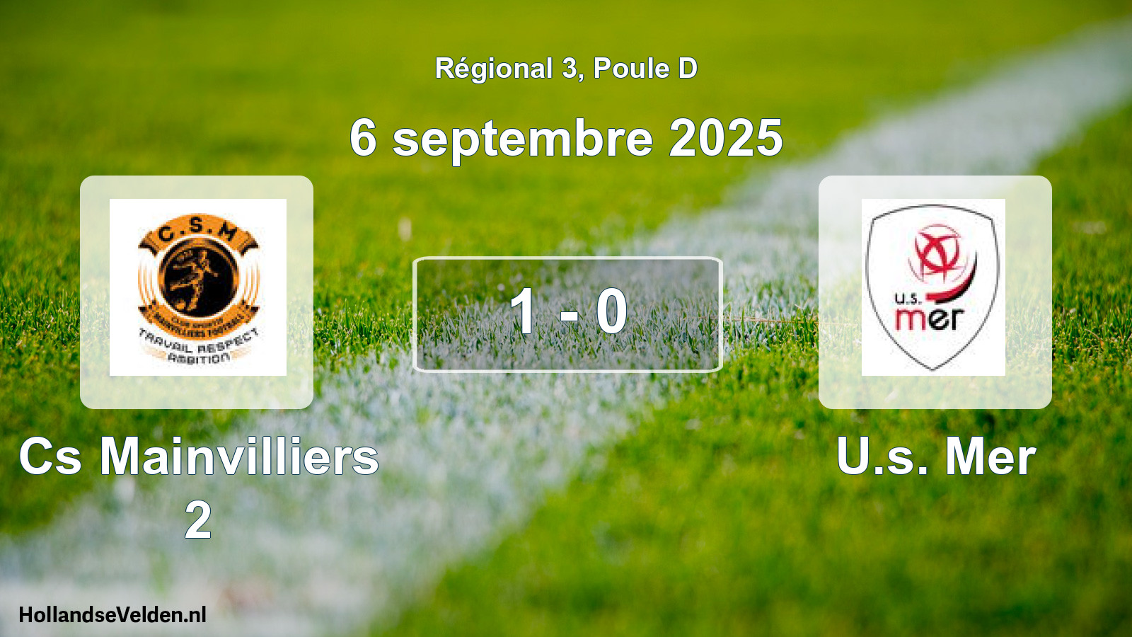 Gespeelde wedstrijd: Cs Mainvilliers 2 - U.s. Mer 1 - 0 (6 septembre 2025)