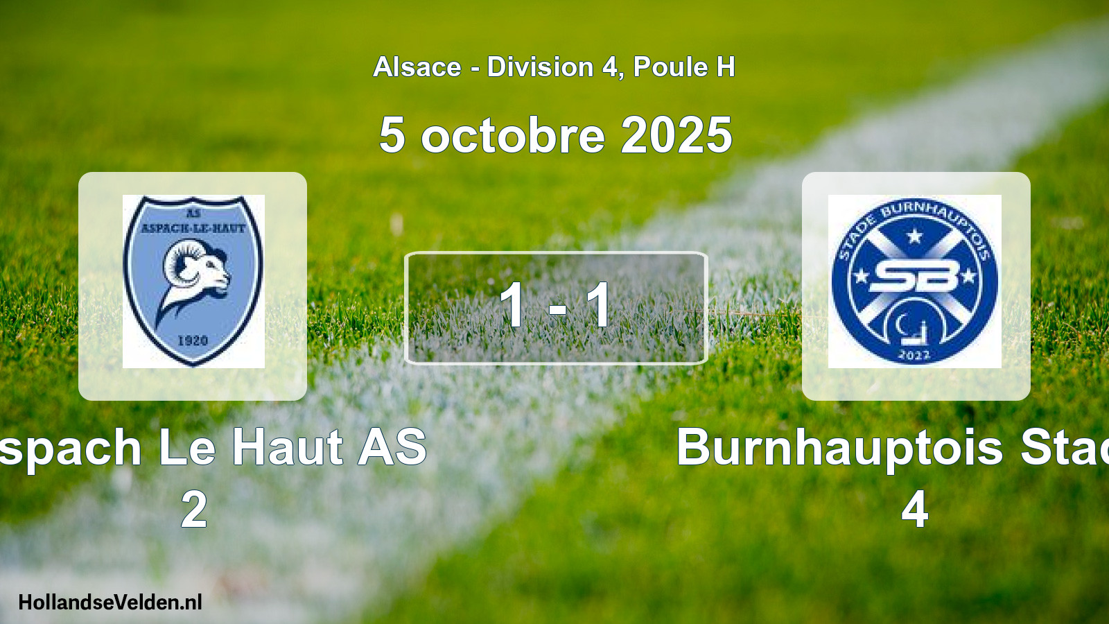 Match joué: Aspach Le Haut AS 2 - Burnhauptois Stade 4 1 - 1 (5 octobre 2025)