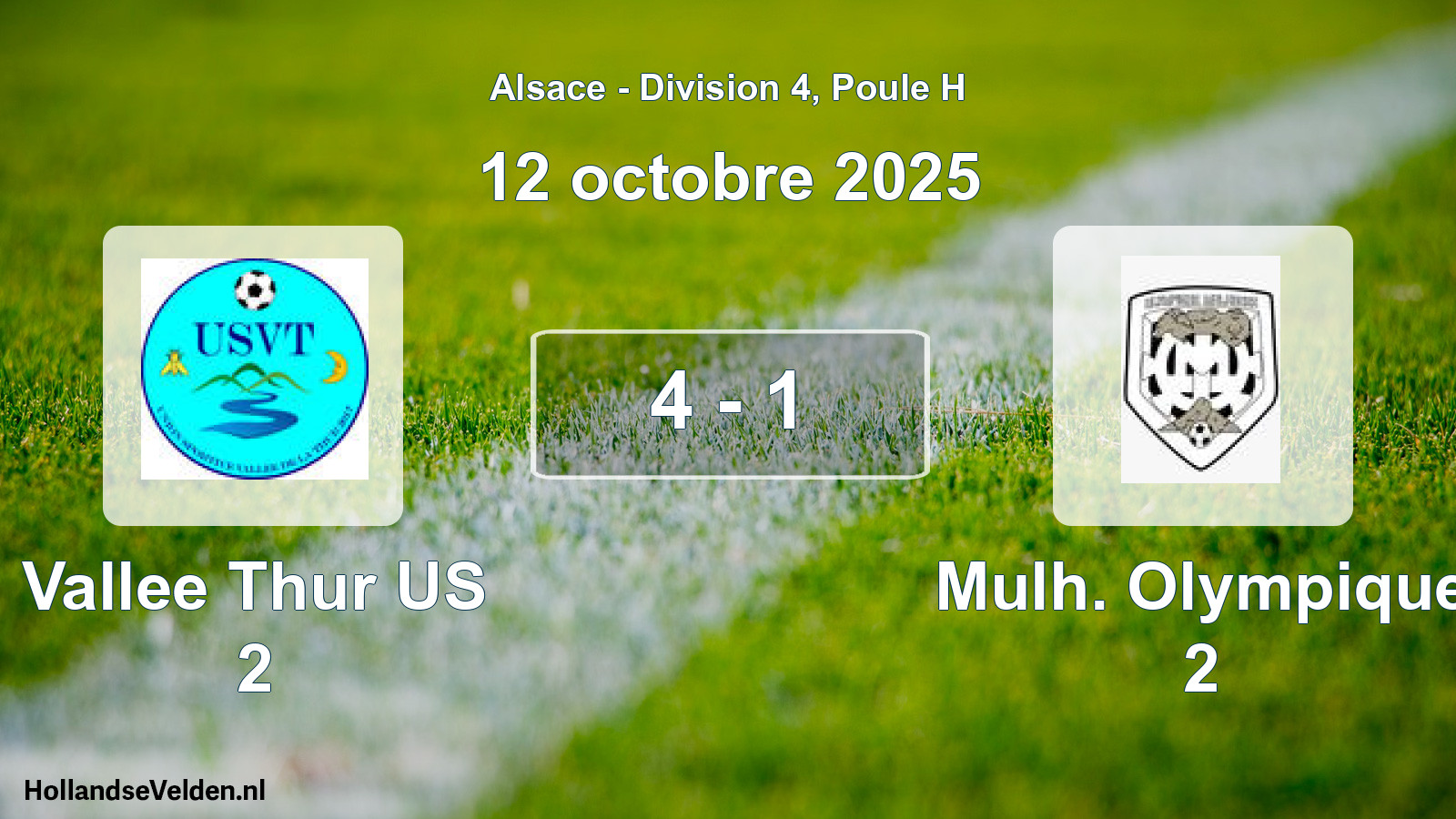 Total number of matches played: Vallee Thur US 2 - Mulh. Olympique 2 4 - 1 (12 October 2025)