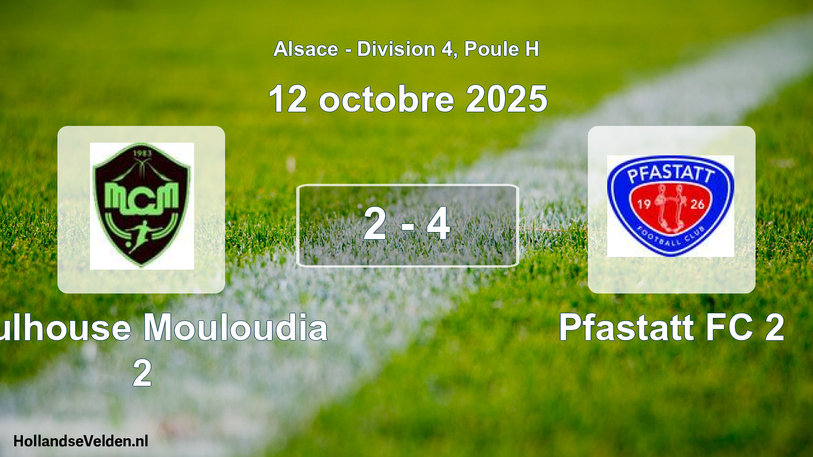 Total number of matches played: Mulhouse Mouloudia 2 - Pfastatt FC 2 2 - 4 (12 October 2025)