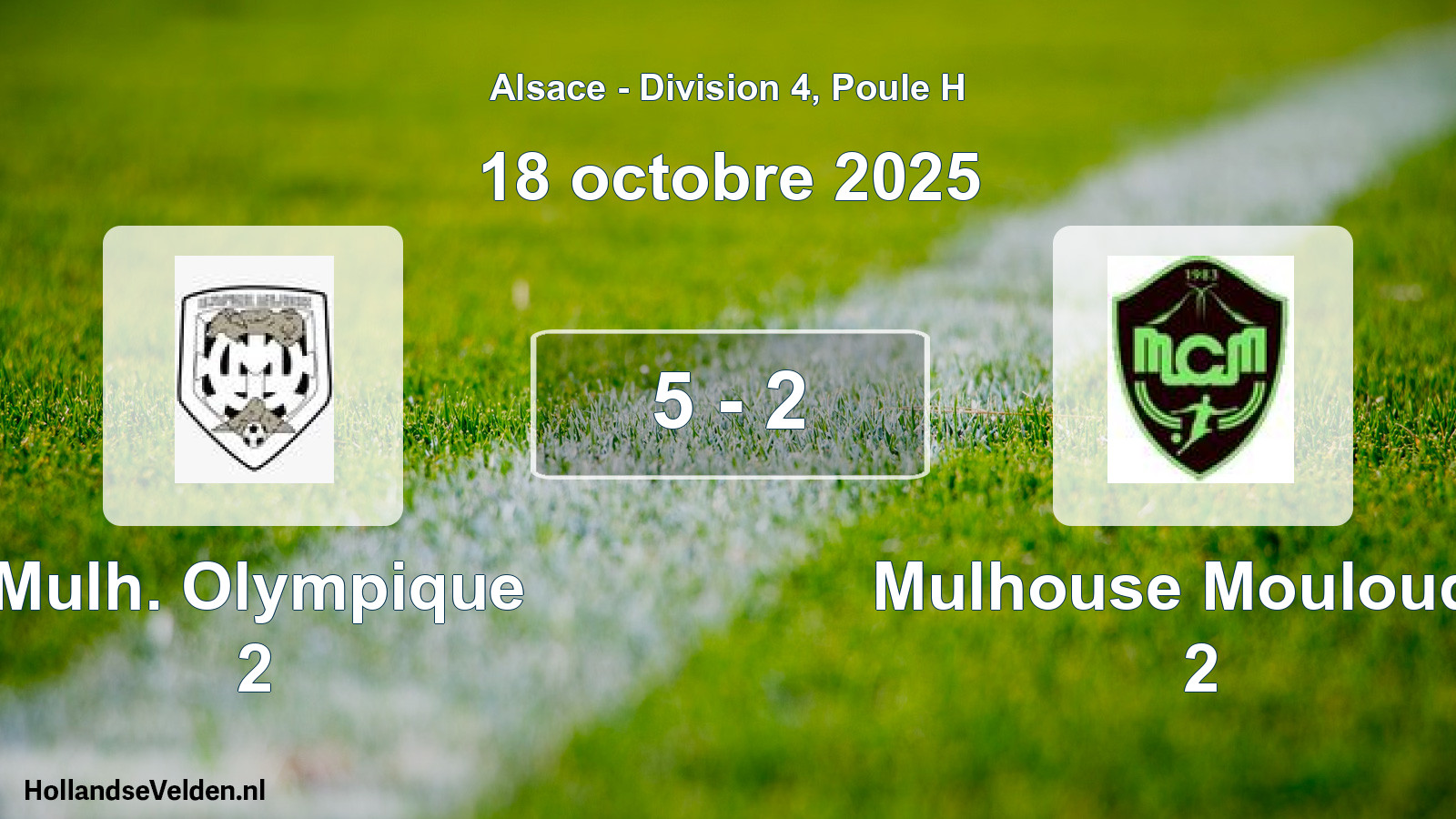 Match joué: Mulh. Olympique 2 - Mulhouse Mouloudia 2 5 - 2 (18 octobre 2025)