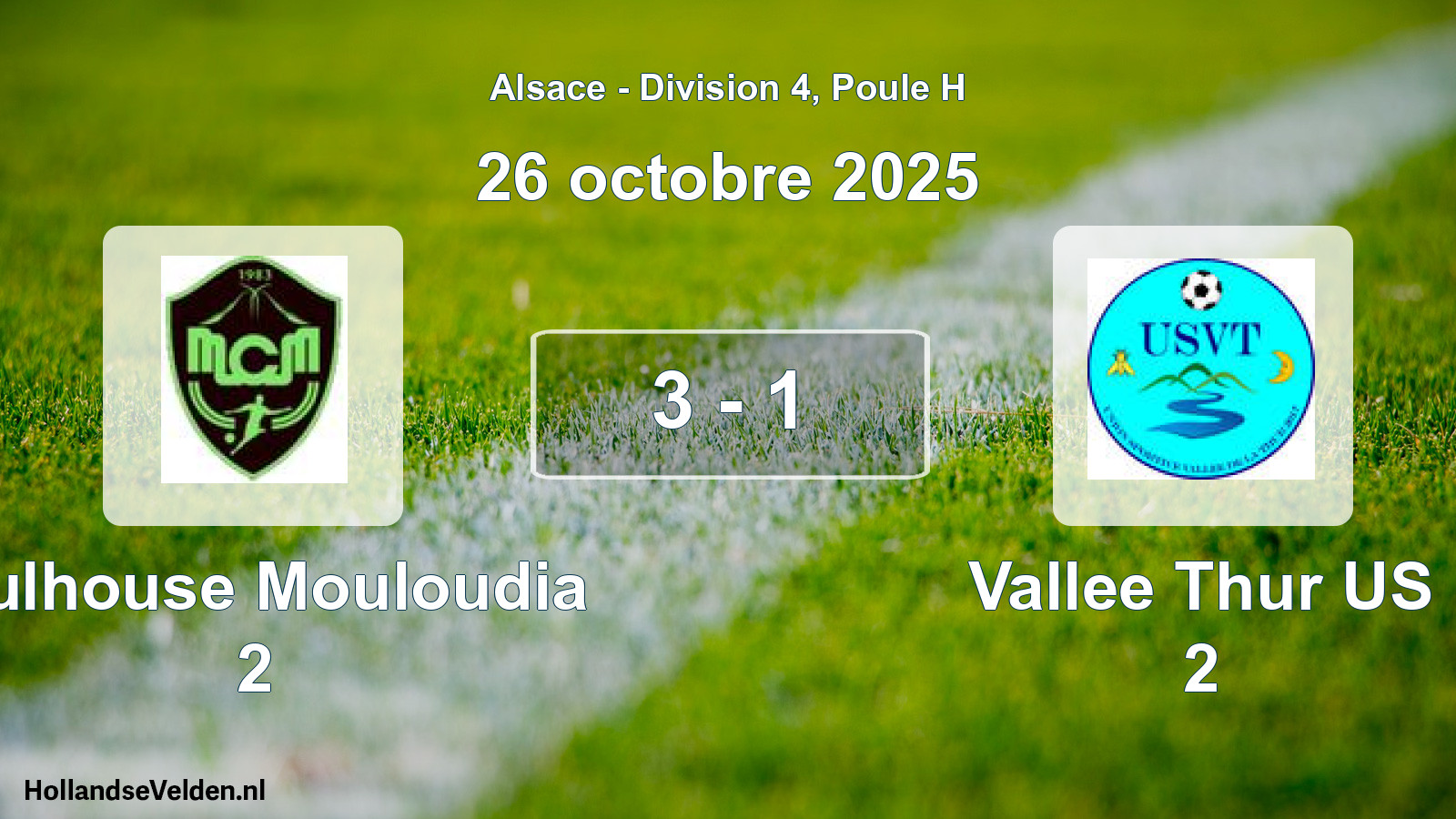 Match joué: Mulhouse Mouloudia 2 - Vallee Thur US 2 3 - 1 (26 octobre 2025)