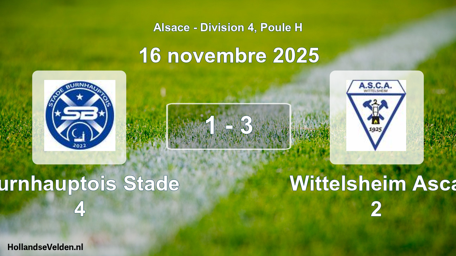 Match joué: Burnhauptois Stade 4 - Wittelsheim Asca 2 1 - 3 (16 novembre 2025)