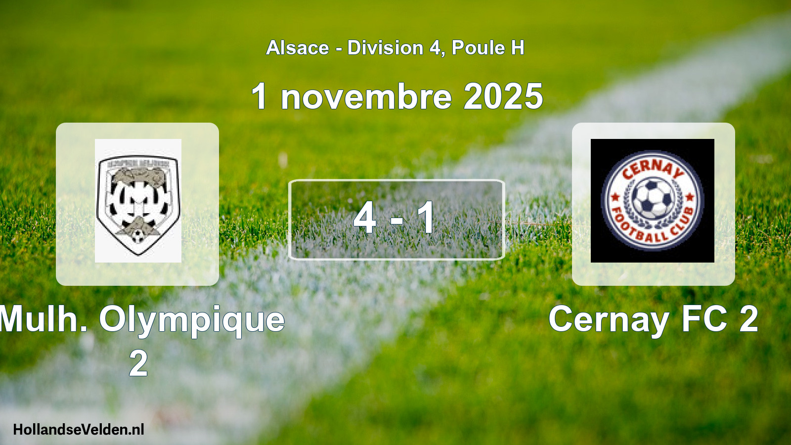 Total number of matches played: Mulh. Olympique 2 - Cernay FC 2 4 - 1 (1 November 2025)