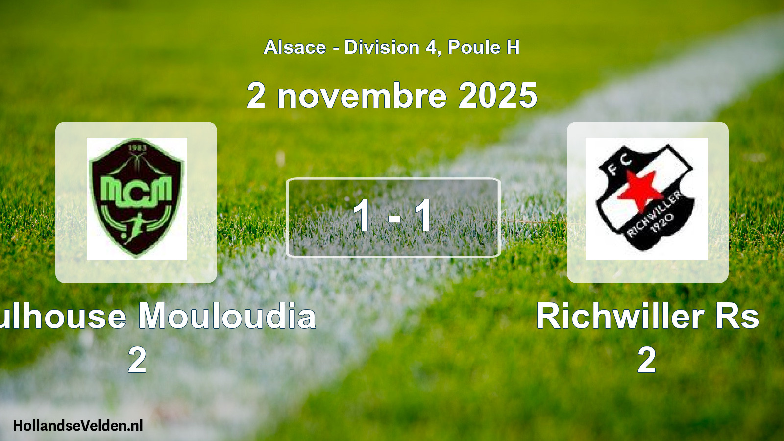 Gespeelde wedstrijd: Mulhouse Mouloudia 2 - Richwiller Rs 2 1 - 1 (2 november 2025)