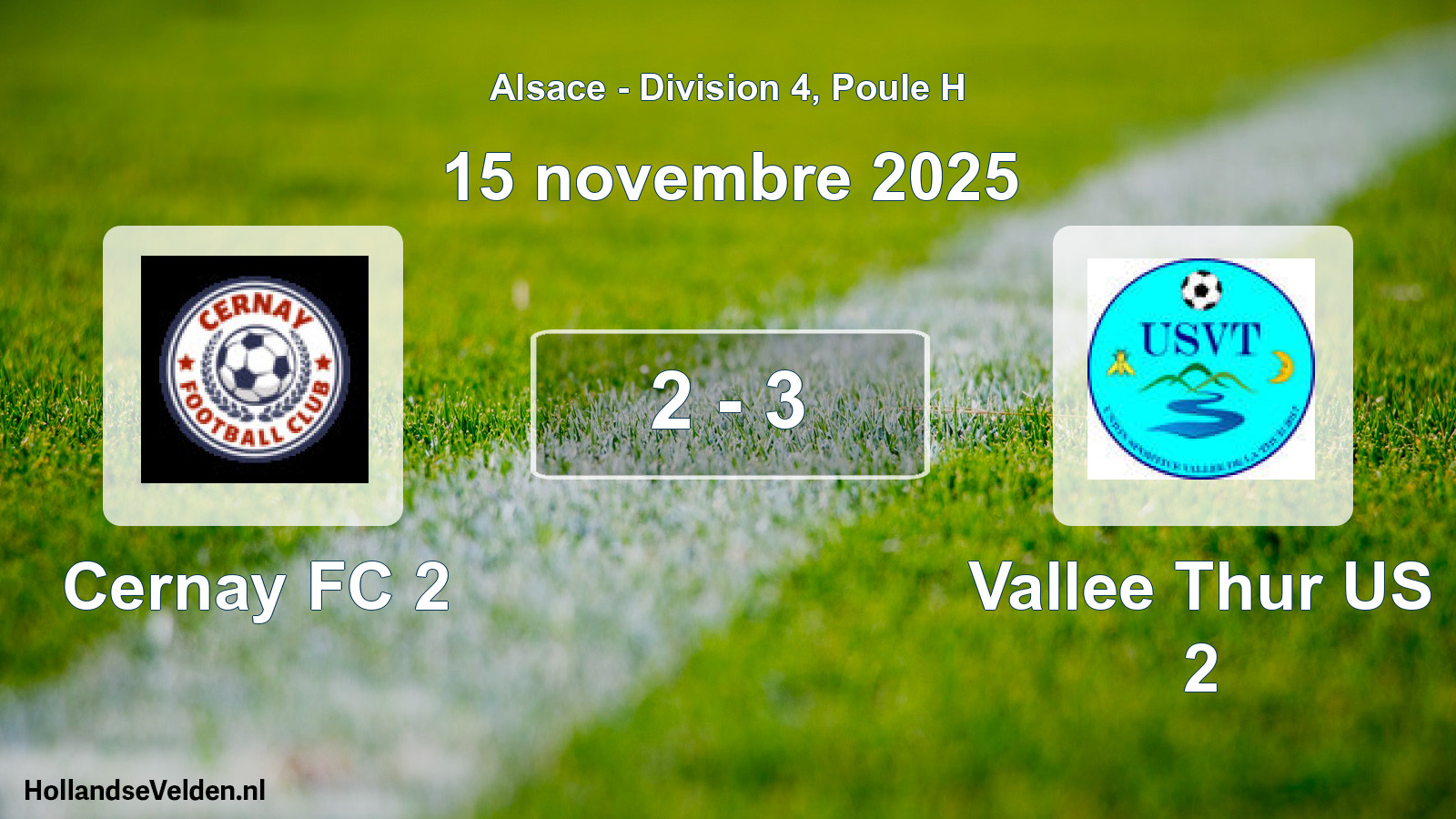 Match joué: Cernay FC 2 - Vallee Thur US 2 2 - 3 (15 novembre 2025)