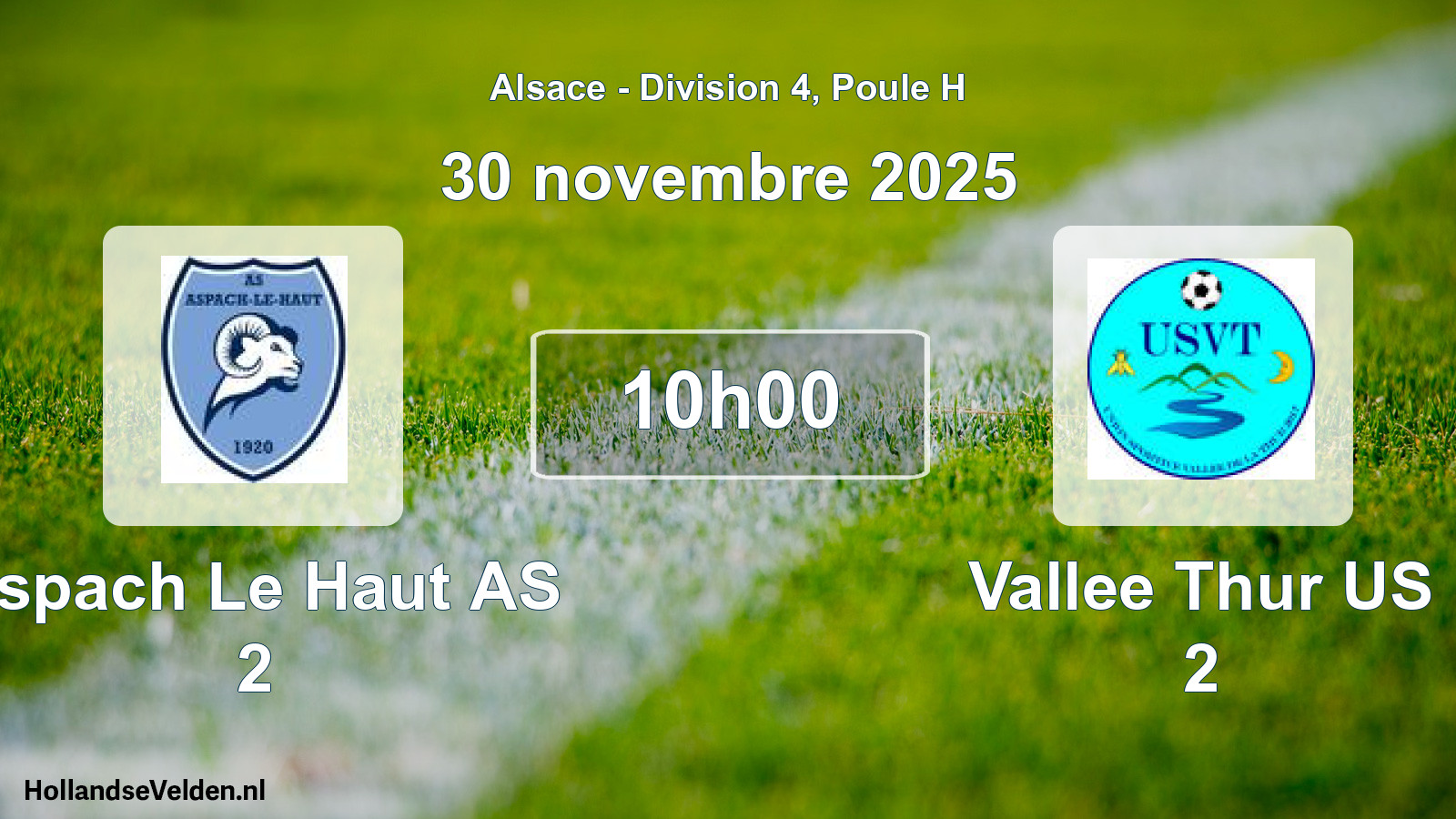 Geplande wedstrijd: Aspach Le Haut AS 2 - Vallee Thur US 2 (30 november 2025)