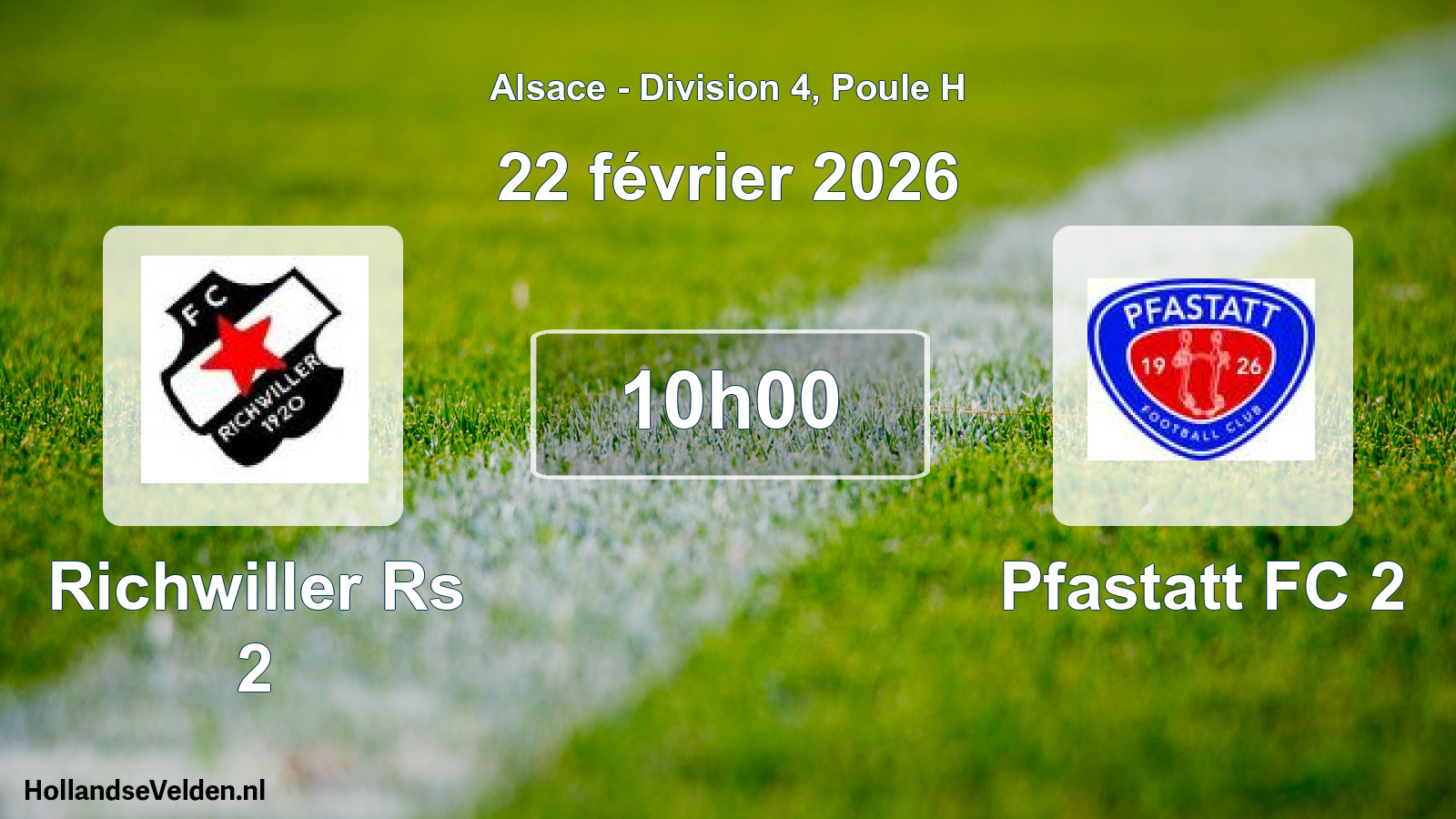 Match programmé: Richwiller Rs 2 - Pfastatt FC 2 (22 février 2026)