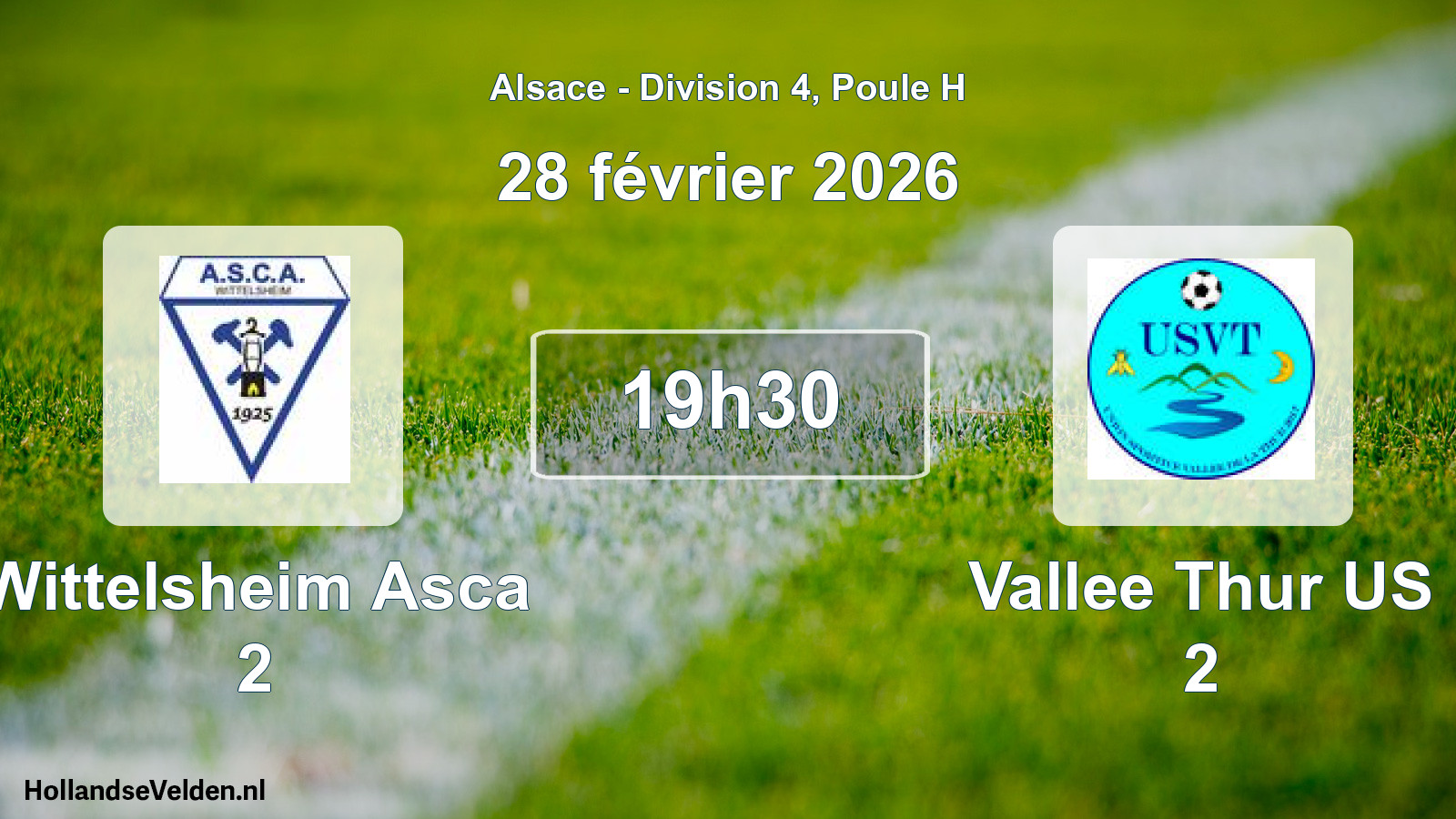 Match programmé: Wittelsheim Asca 2 - Vallee Thur US 2 (28 février 2026)