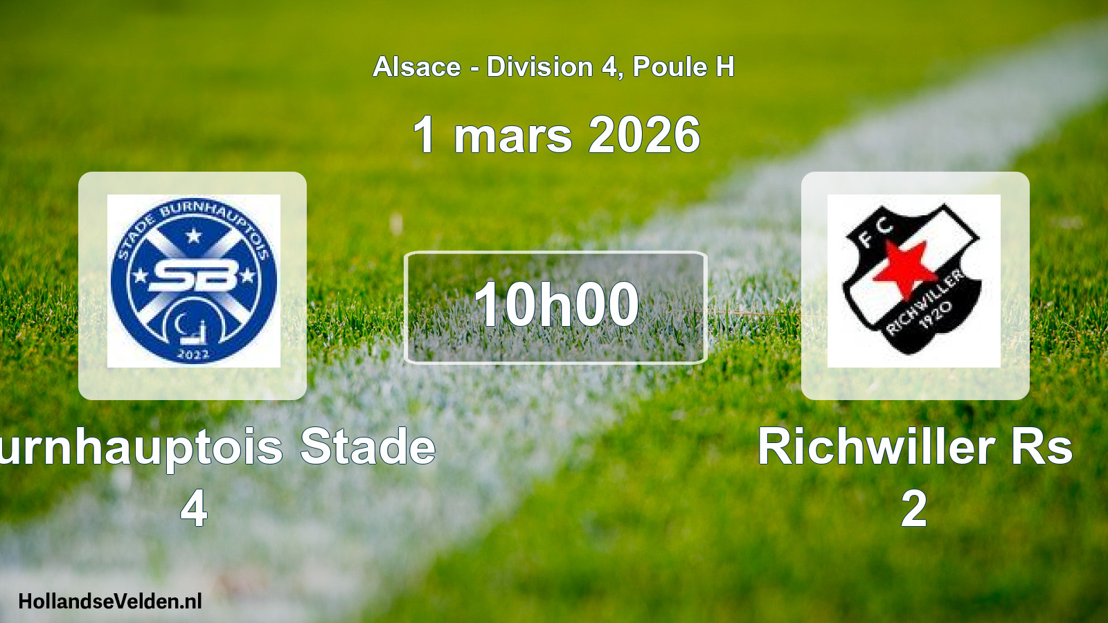 Match programmé: Burnhauptois Stade 4 - Richwiller Rs 2 (1 mars 2026)