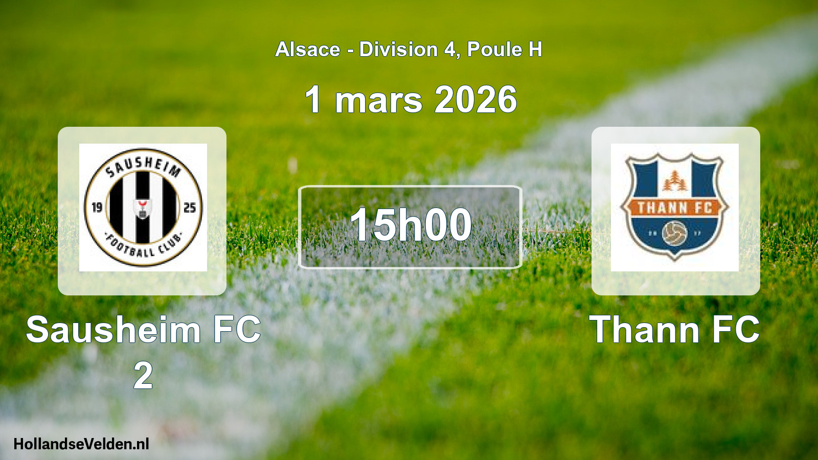 Match programmé: Sausheim FC 2 - Thann FC (1 mars 2026)