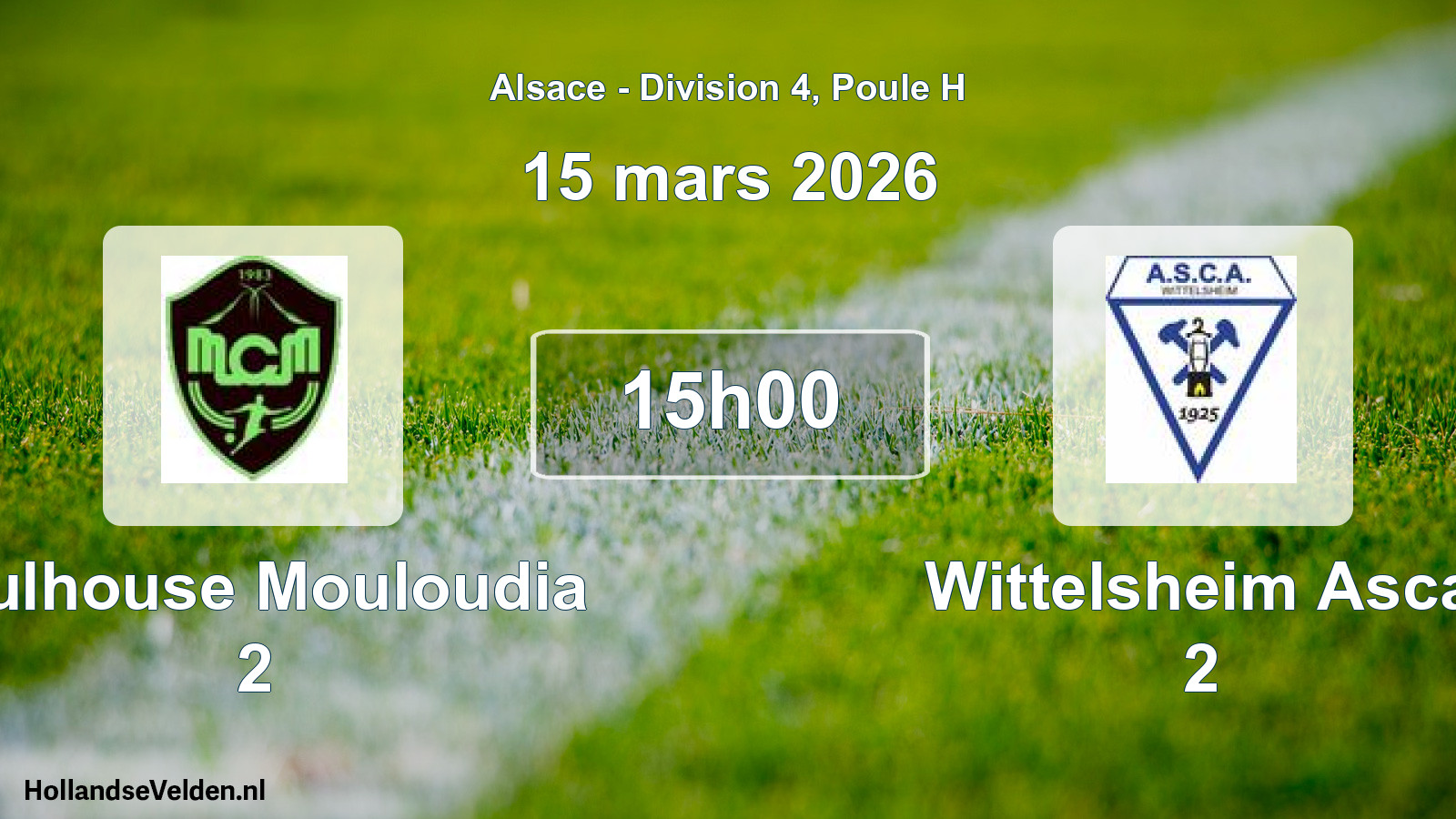 Match programmé: Mulhouse Mouloudia 2 - Wittelsheim Asca 2 (15 mars 2026)