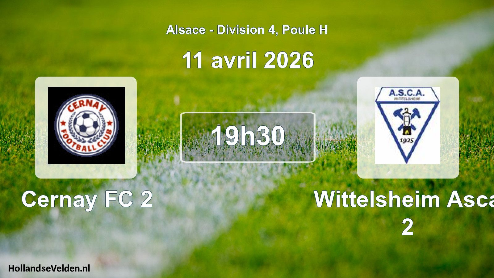 Geplande wedstrijd: Cernay FC 2 - Wittelsheim Asca 2 (11 april 2026)