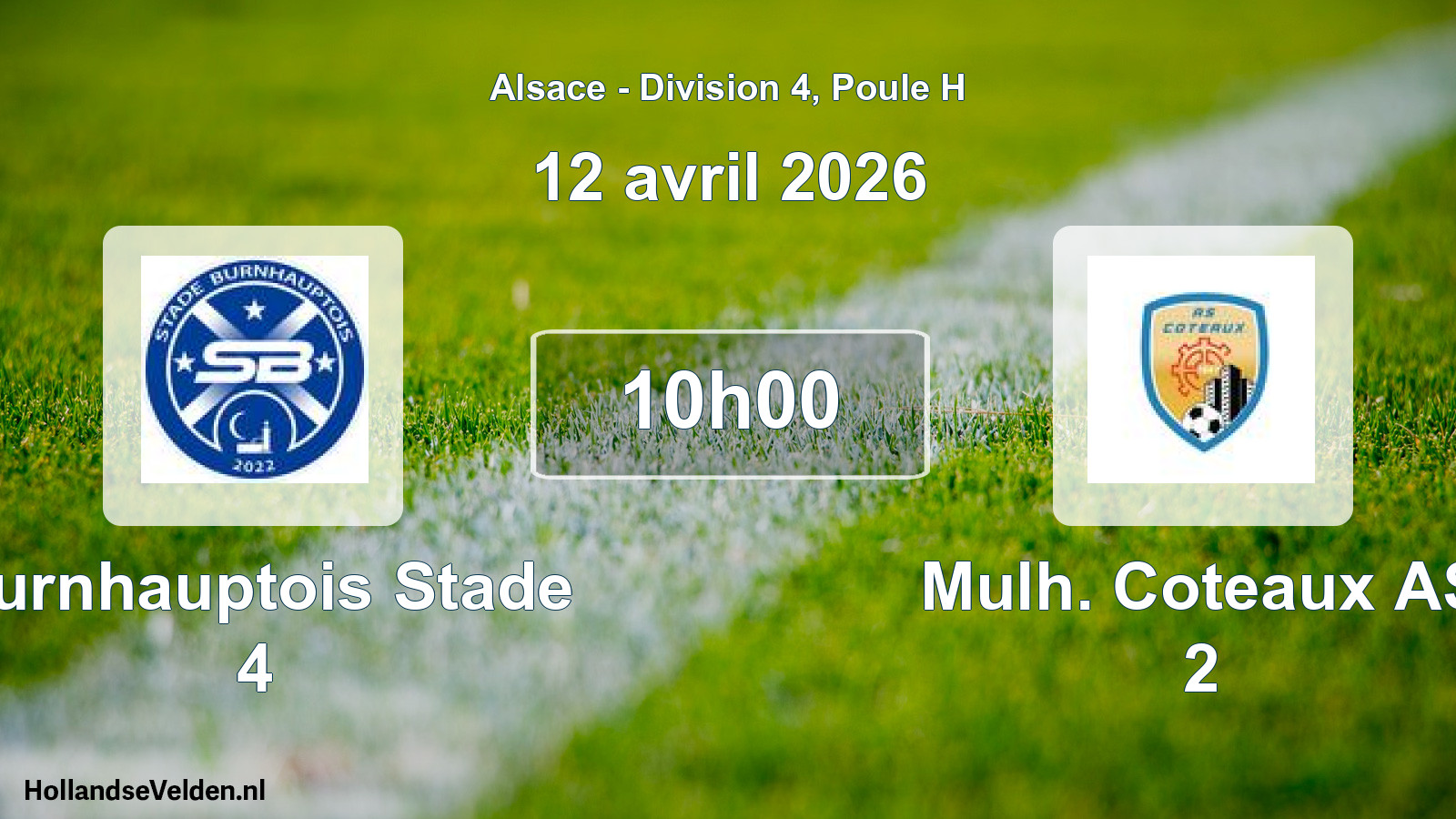 Match programmé: Burnhauptois Stade 4 - Mulh. Coteaux AS 2 (12 avril 2026)