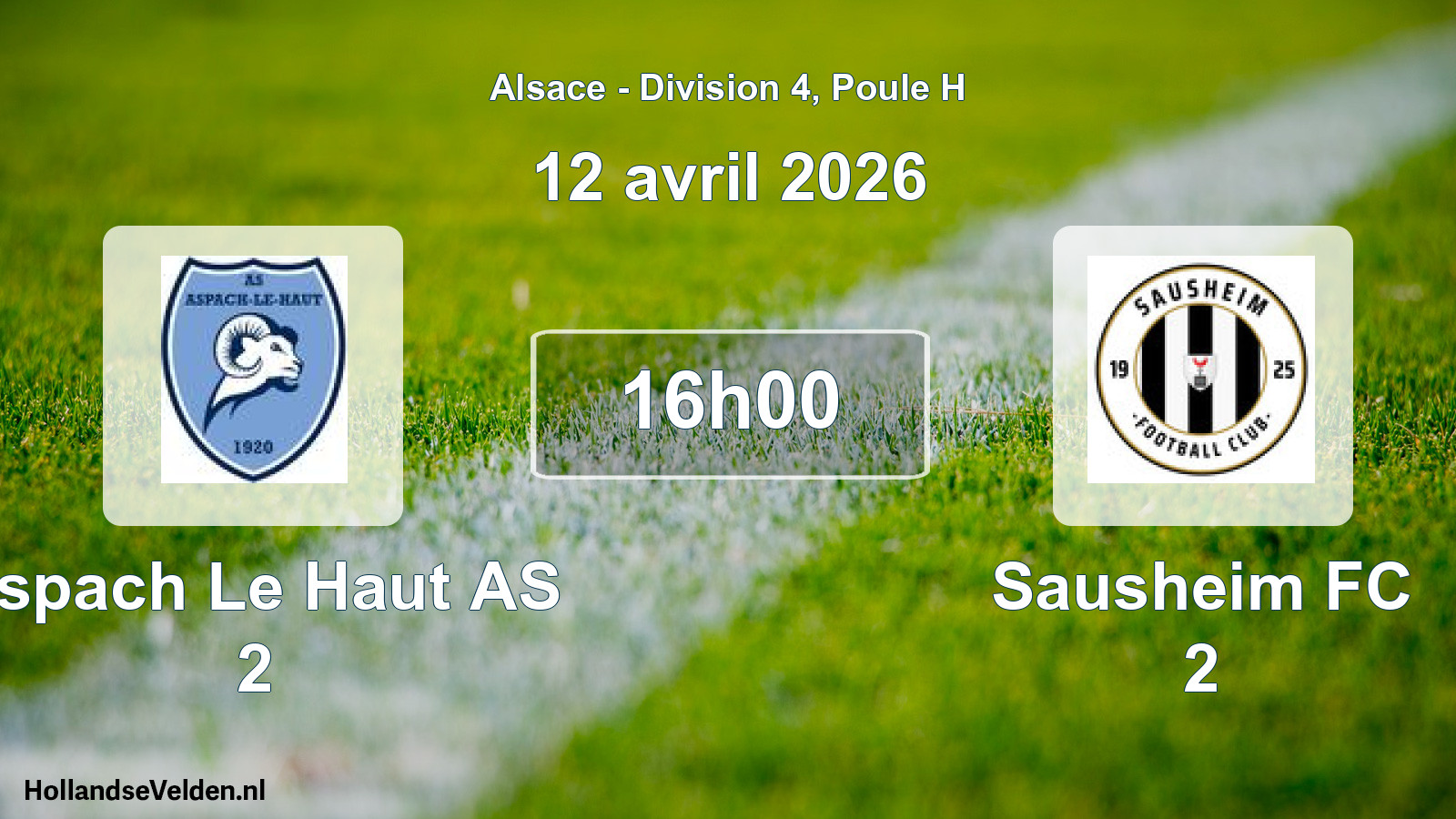 Match programmé: Aspach Le Haut AS 2 - Sausheim FC 2 (12 avril 2026)