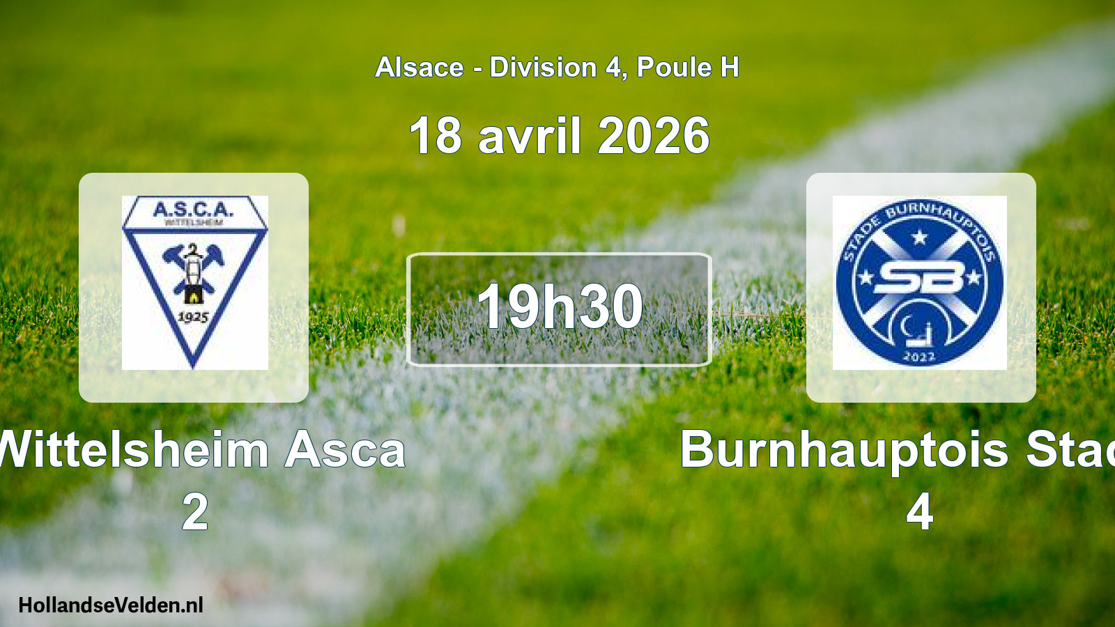 Match programmé: Wittelsheim Asca 2 - Burnhauptois Stade 4 (18 avril 2026)