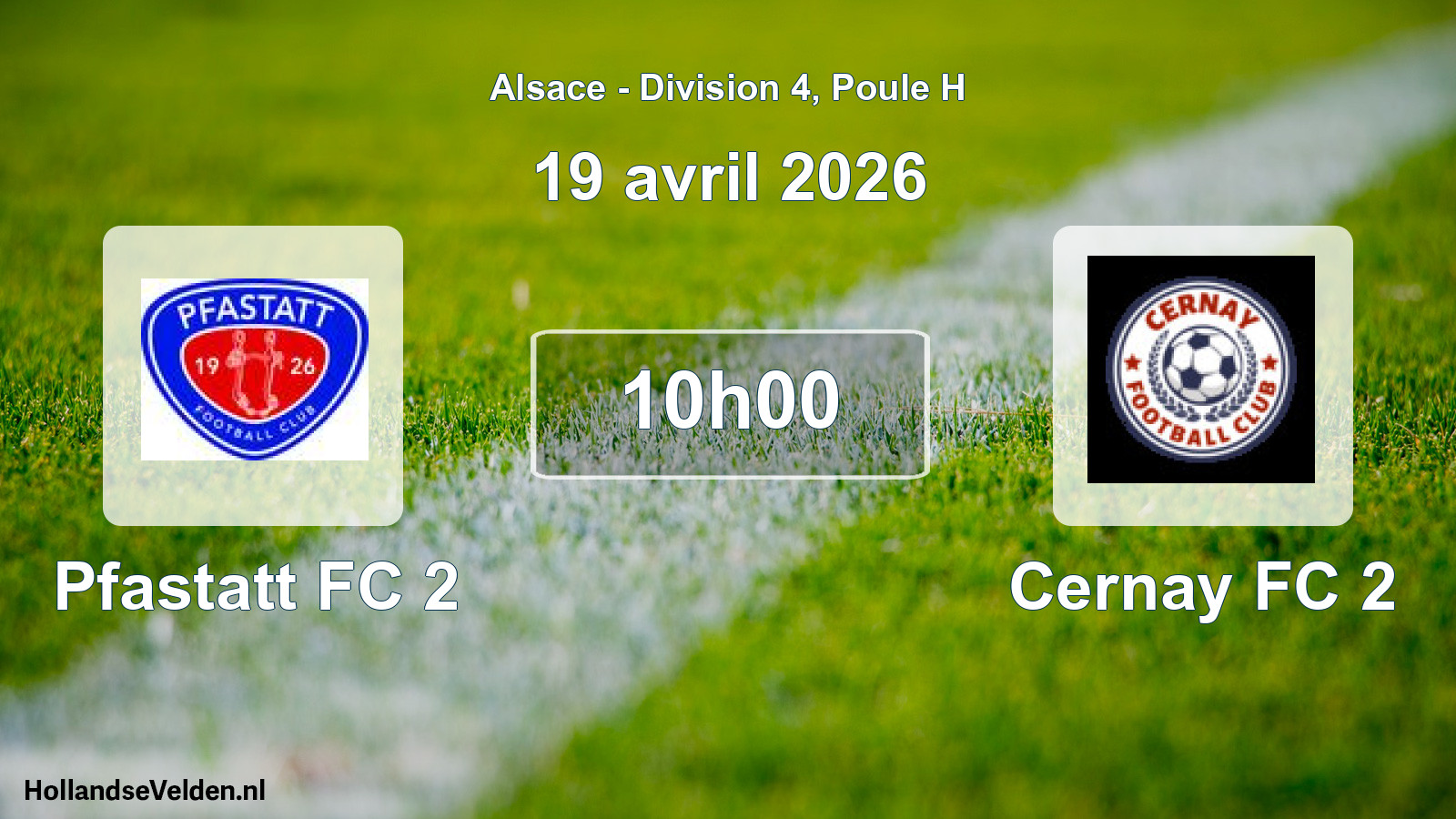 Match programmé: Pfastatt FC 2 - Cernay FC 2 (19 avril 2026)