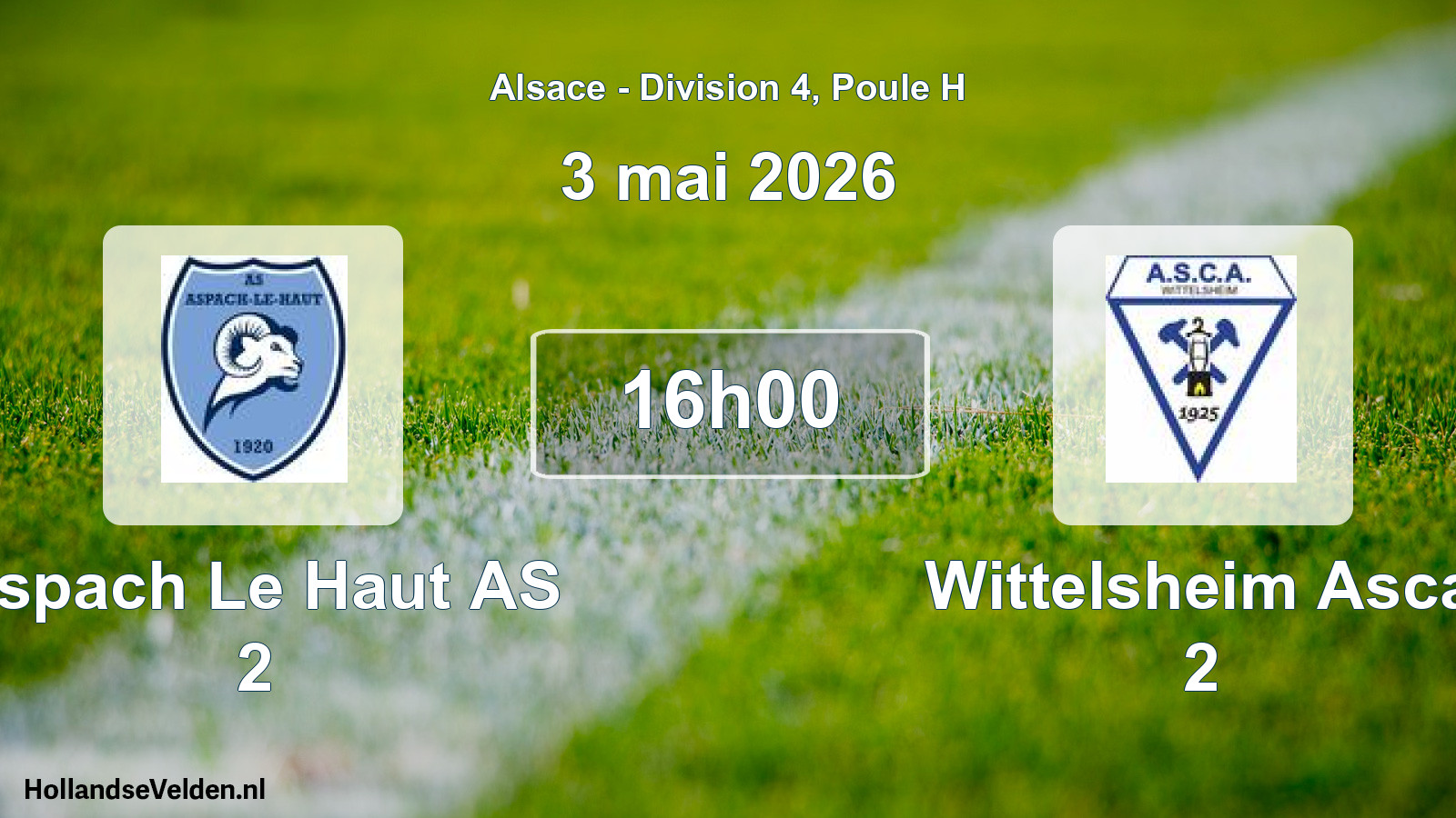 Geplande wedstrijd: Aspach Le Haut AS 2 - Wittelsheim Asca 2 (3 mei 2026)